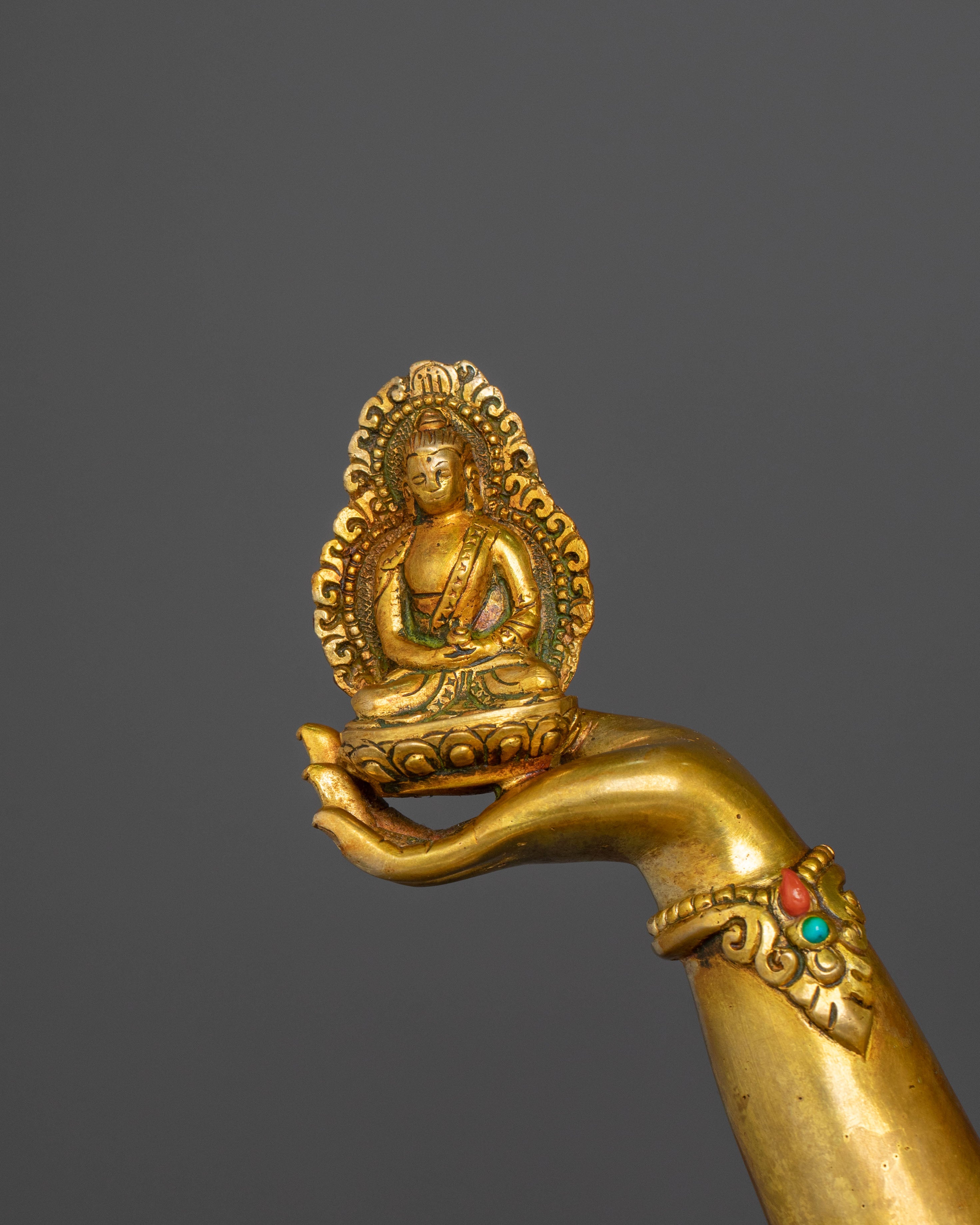 Sacred Namgyalma Sculpture: 24K Gold Gilded