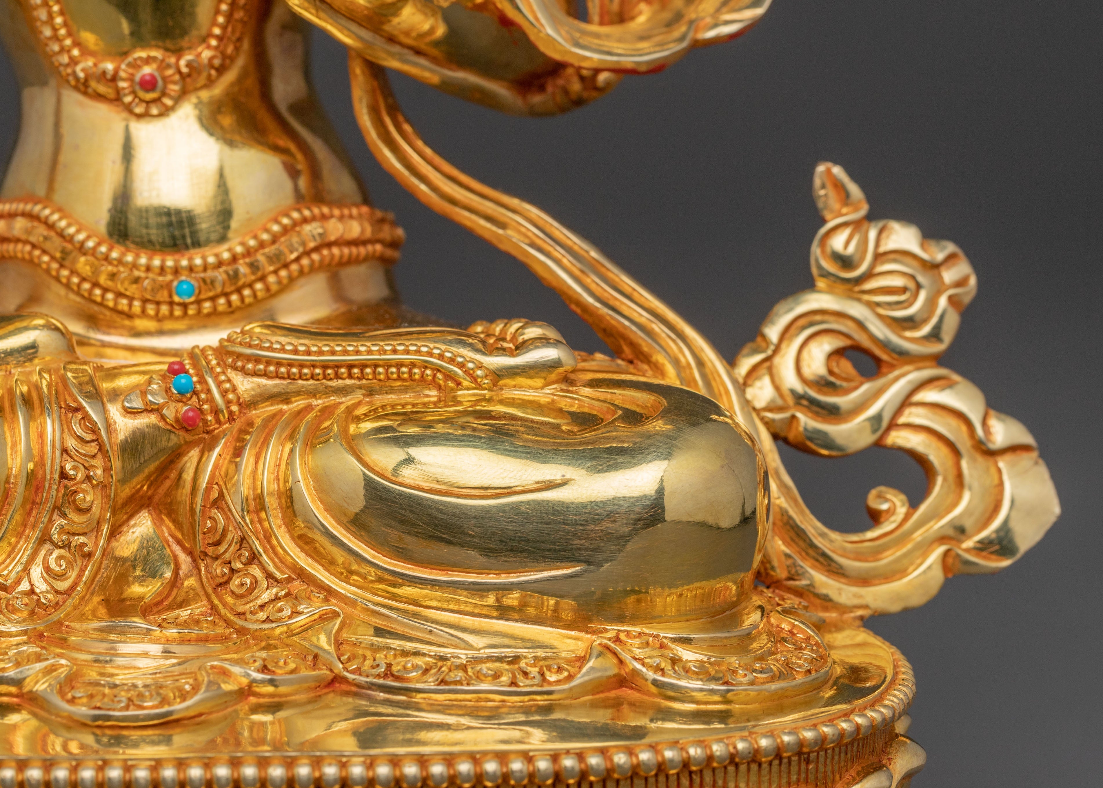 Manjushri Buddhist Statue | Radiant Wisdom Gilded in 24K Gold