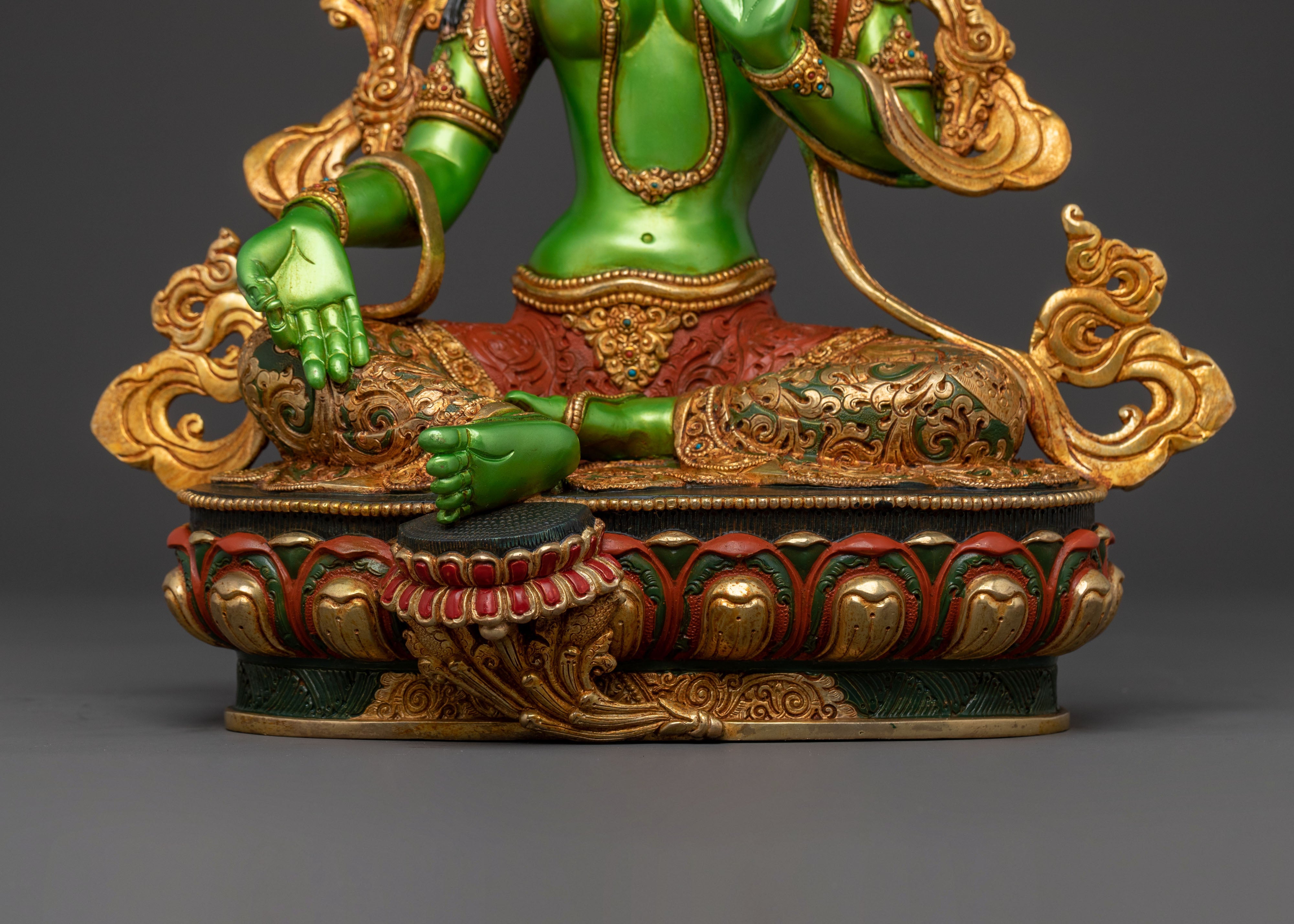 Mother Green Tara Statue | Lotus Seated Guardian