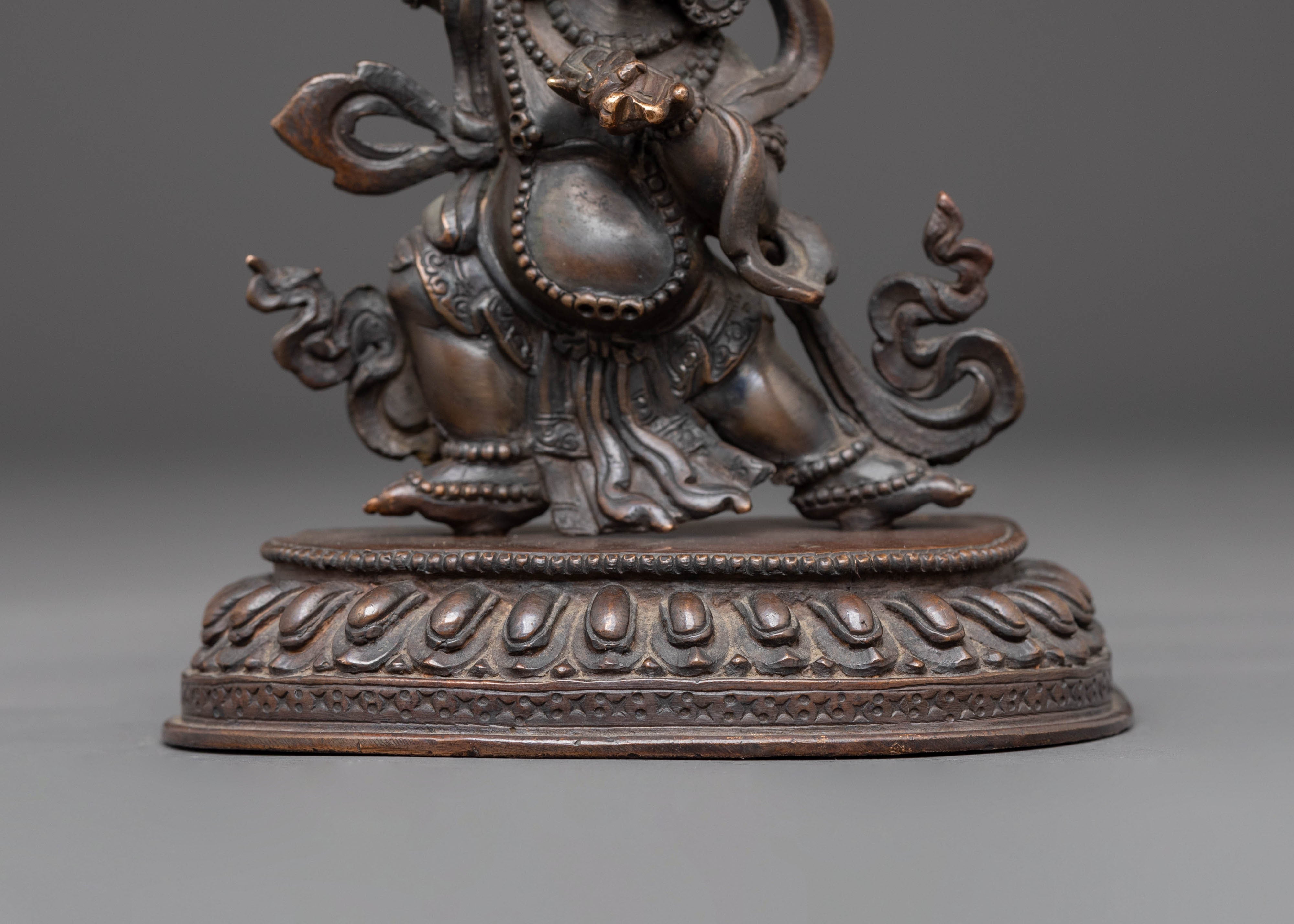 Handcrafted Black Manjushri Statue of Power and Wisdom | Meditation Altar Decor