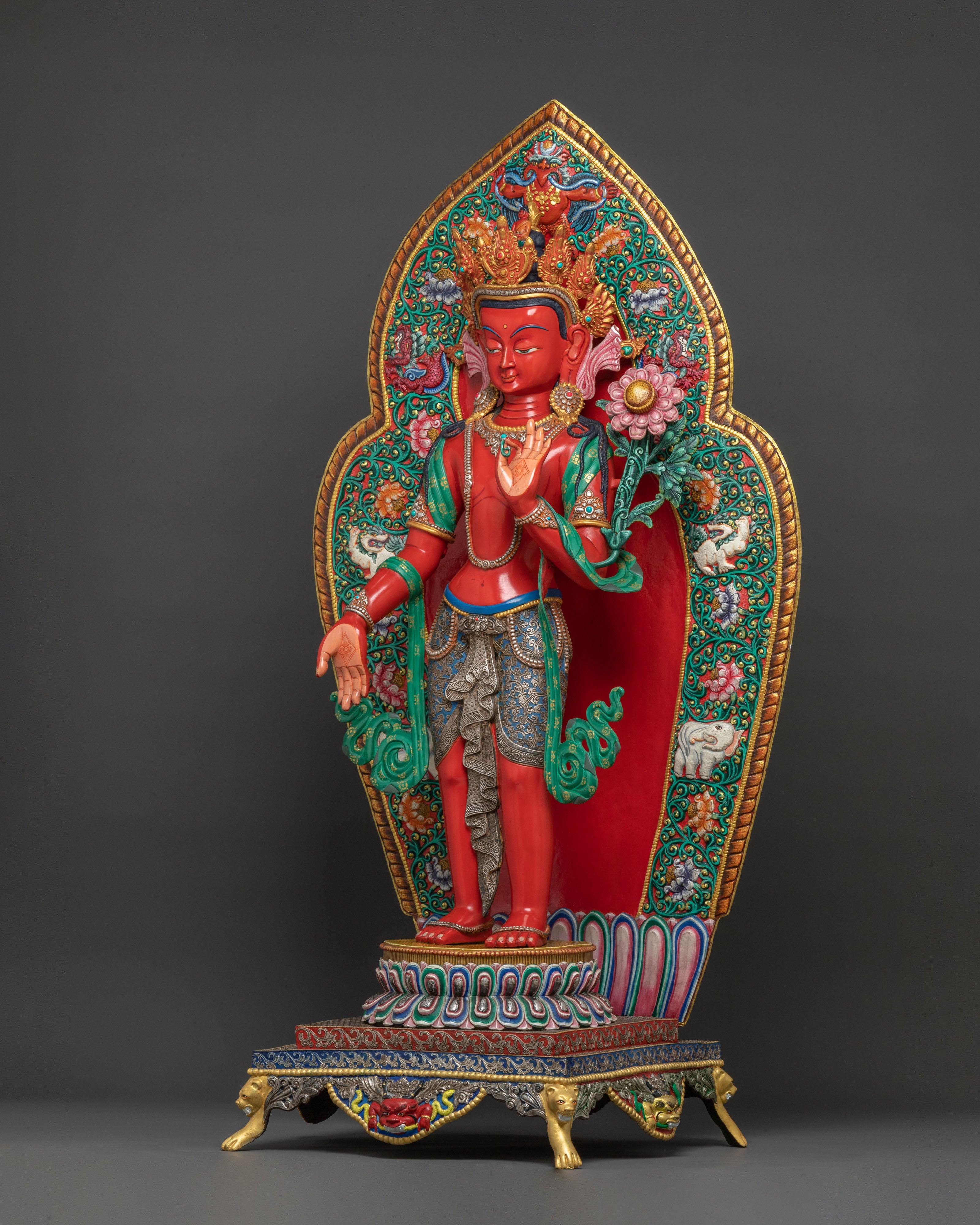 Monumental Standing Padmapani Lokeshwor Statue | Buddhist Compassion Deity