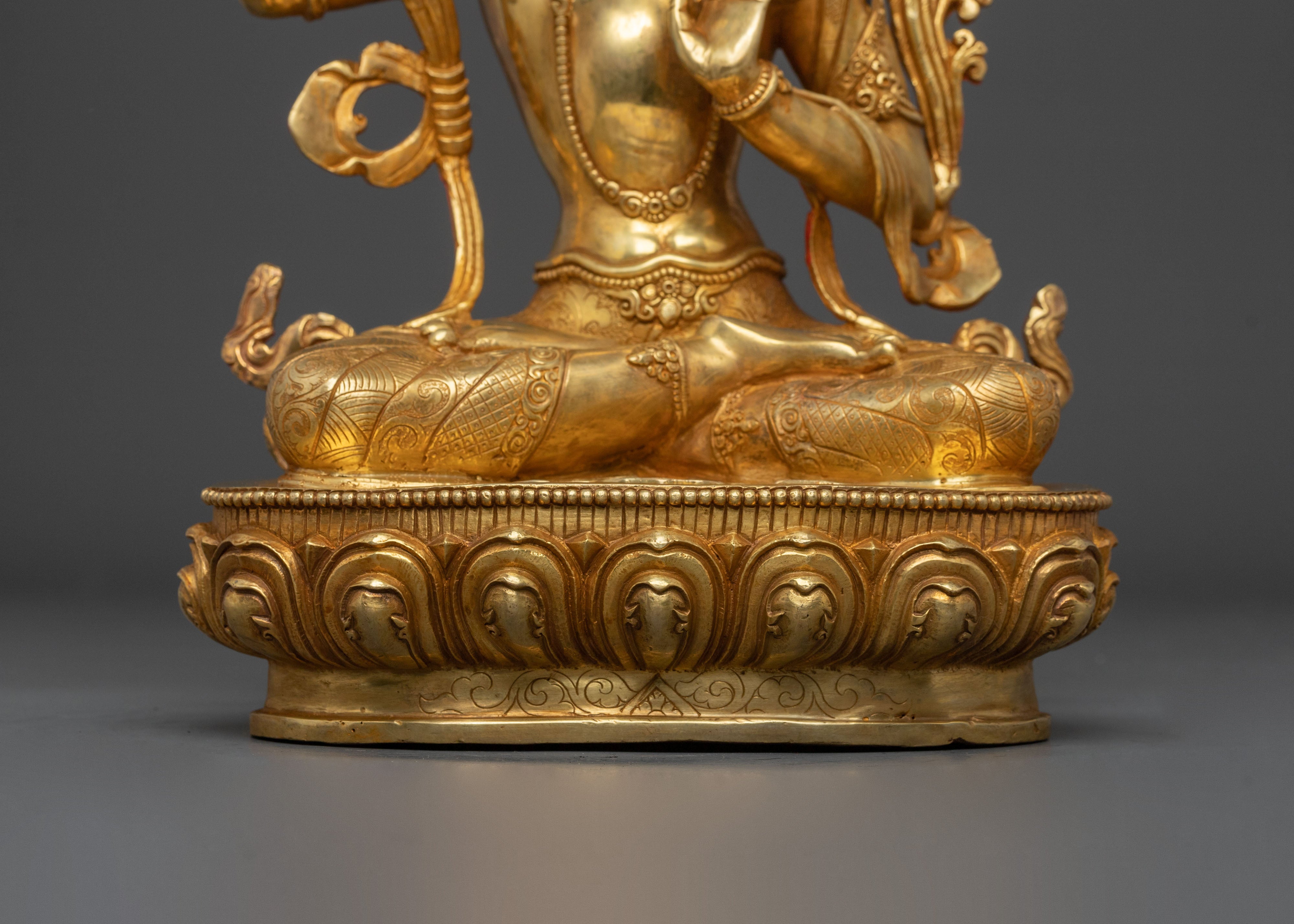 Wisdom Bodhisattva Manjushri Golden Figurine