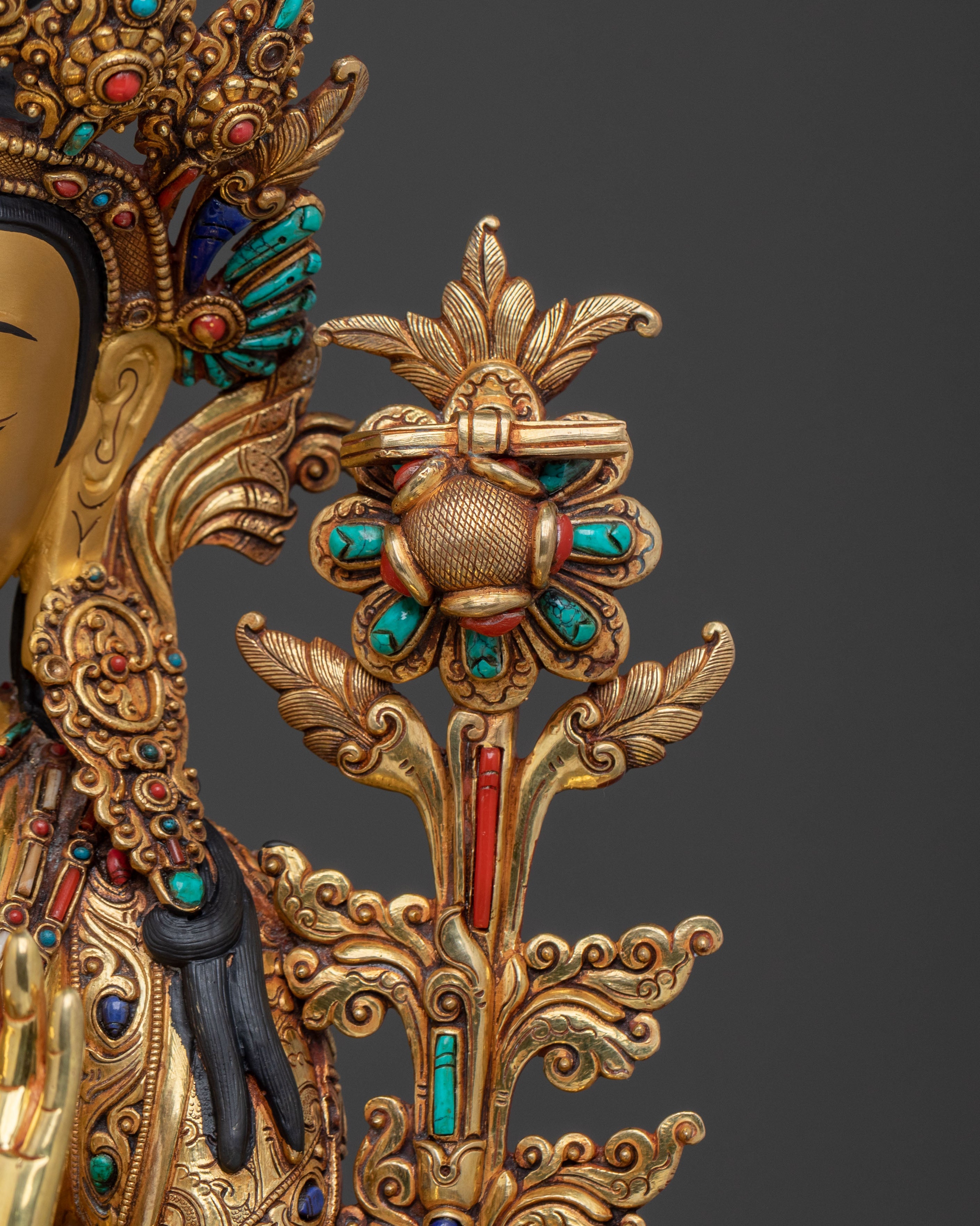 Manjushri Peaceful Meditation Statue | 24k Gold Glided