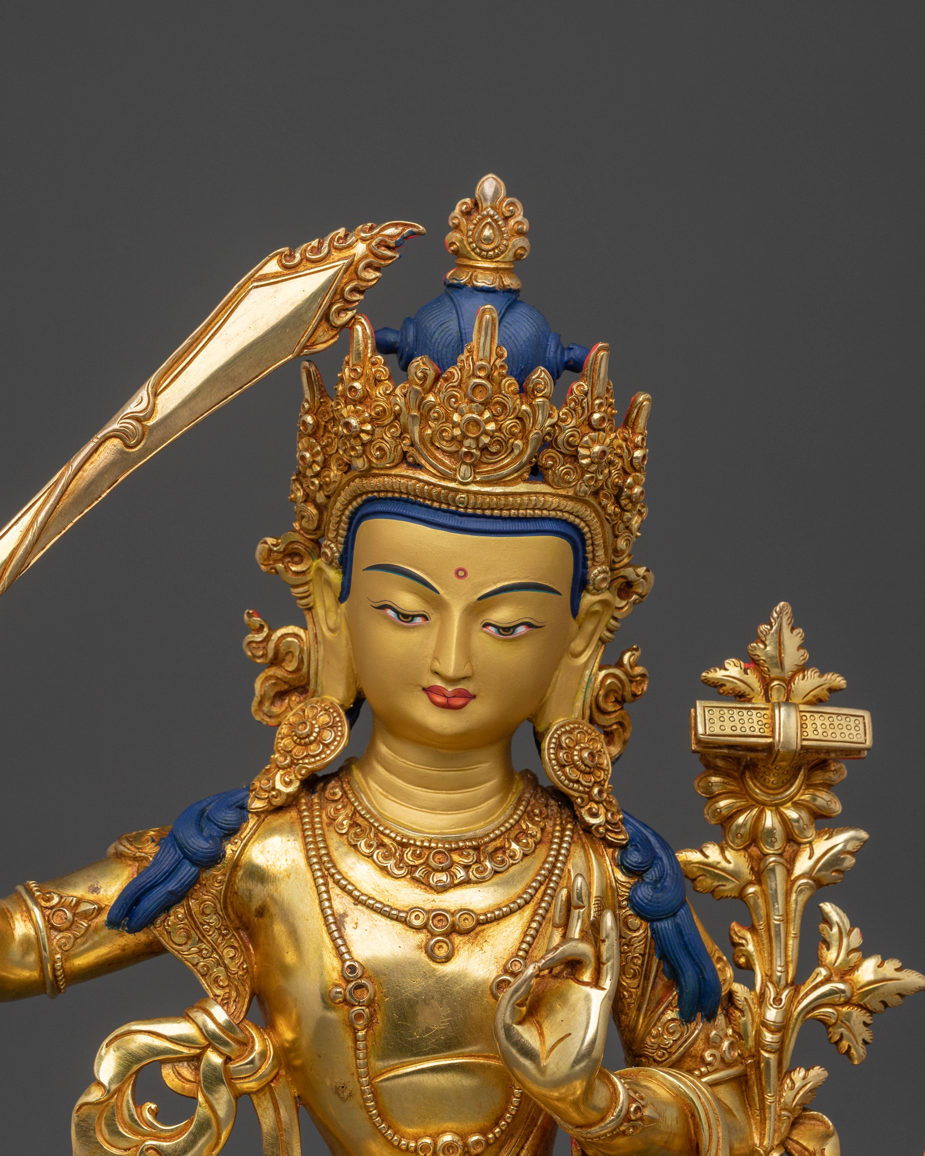 Manjushri Traditional Figurine of Wisdom | Buddhist Deity Sculpture of Wisdom