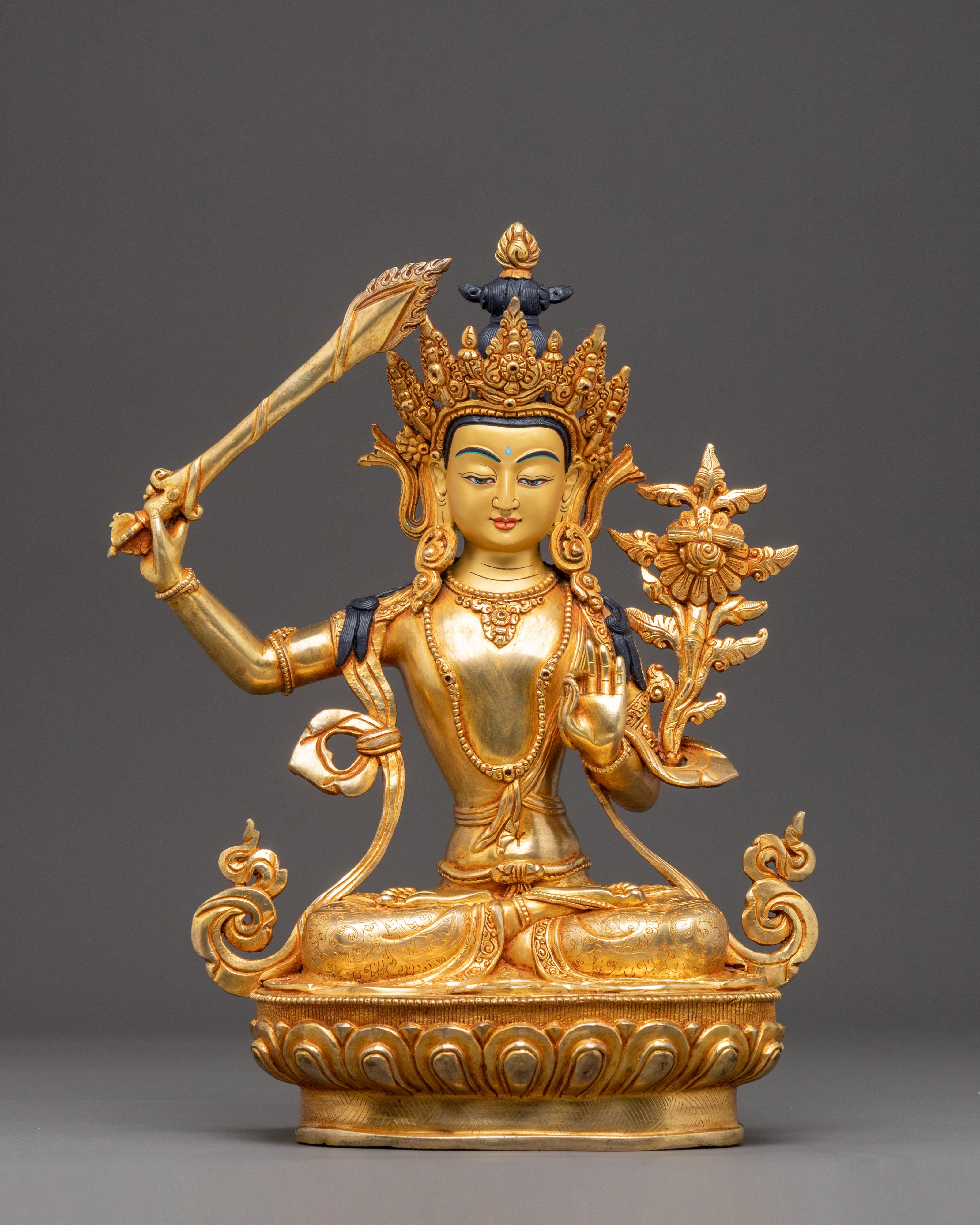 Handcrafted Radiant Statue of Manjushri | Embodiment of Supreme Wisdom