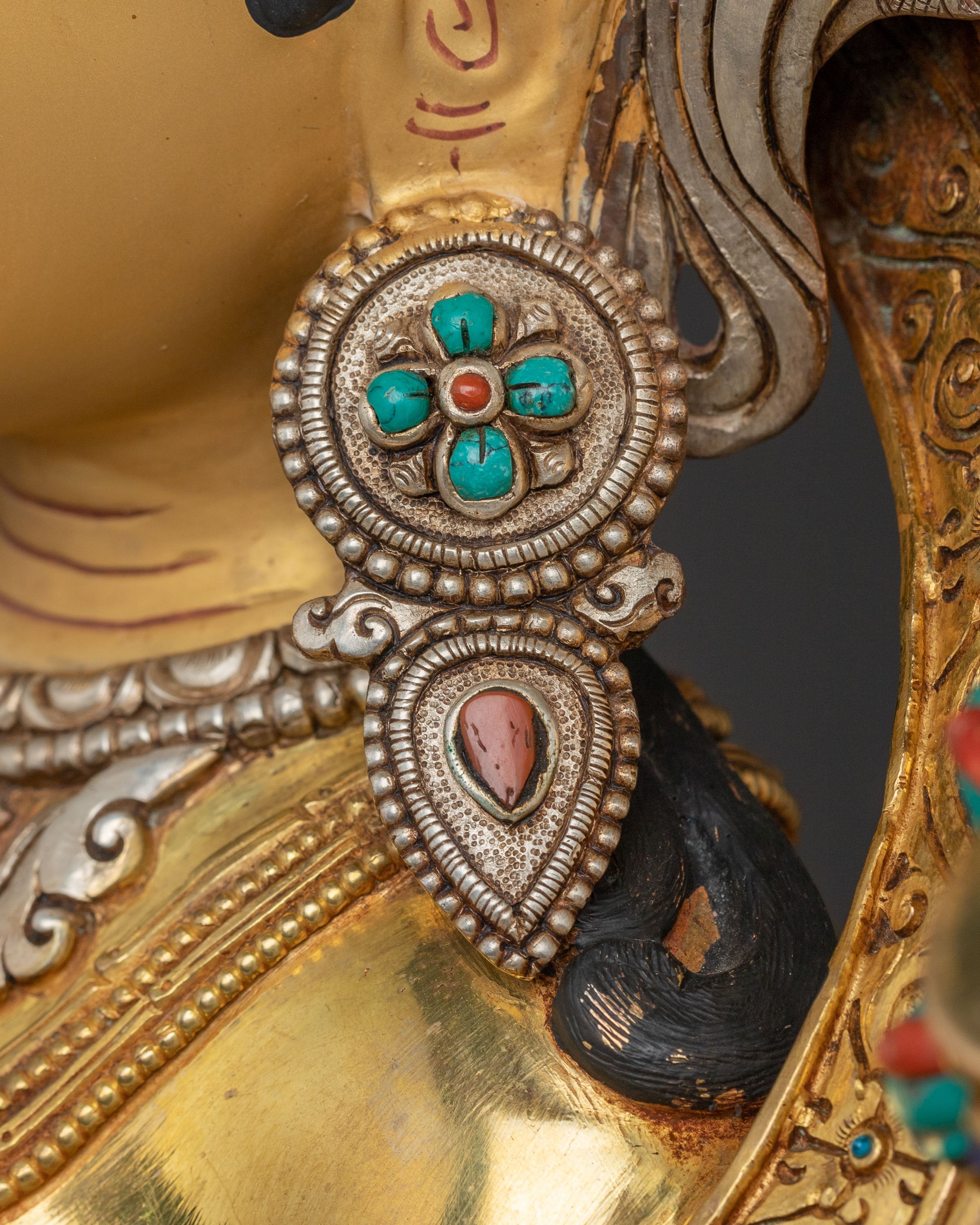 Green Tara Goddess Golden Statue - Triple Layer of 24K Gold Gilding