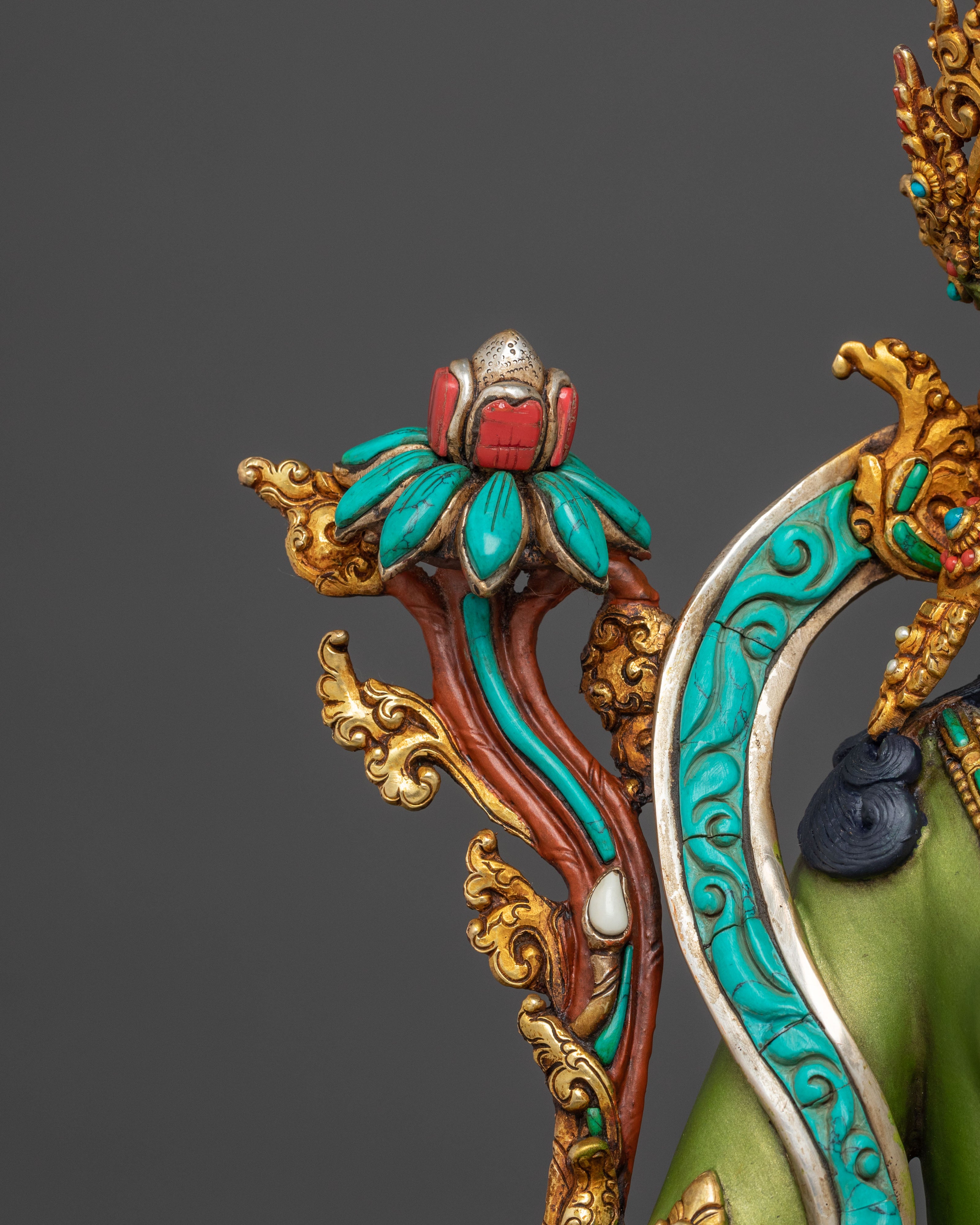 Green Tara Compassion Figure | 24K Gold Gilded Statue
