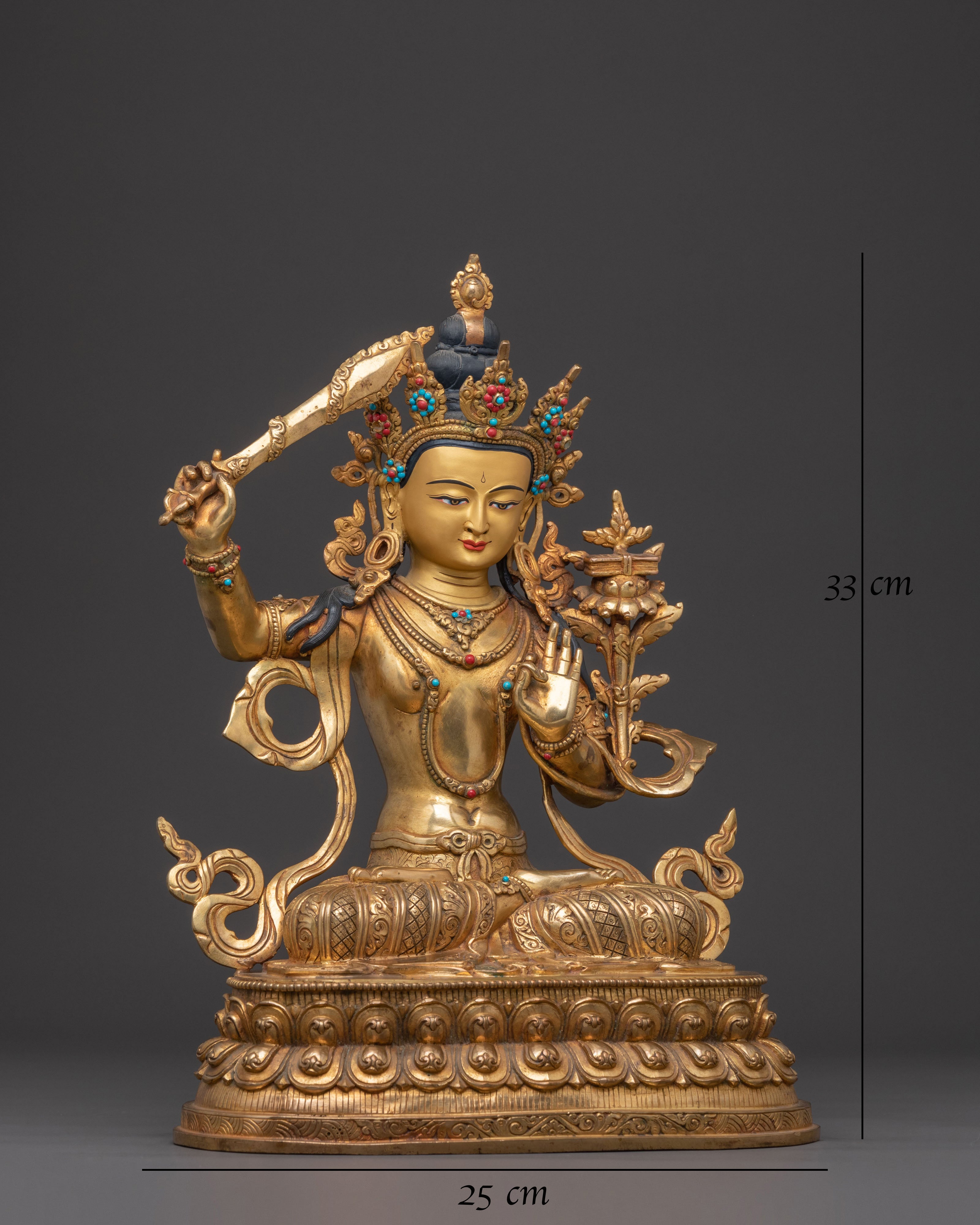 Manjushri Statue Holding Wisdom Swords | Radiant Enlightenment