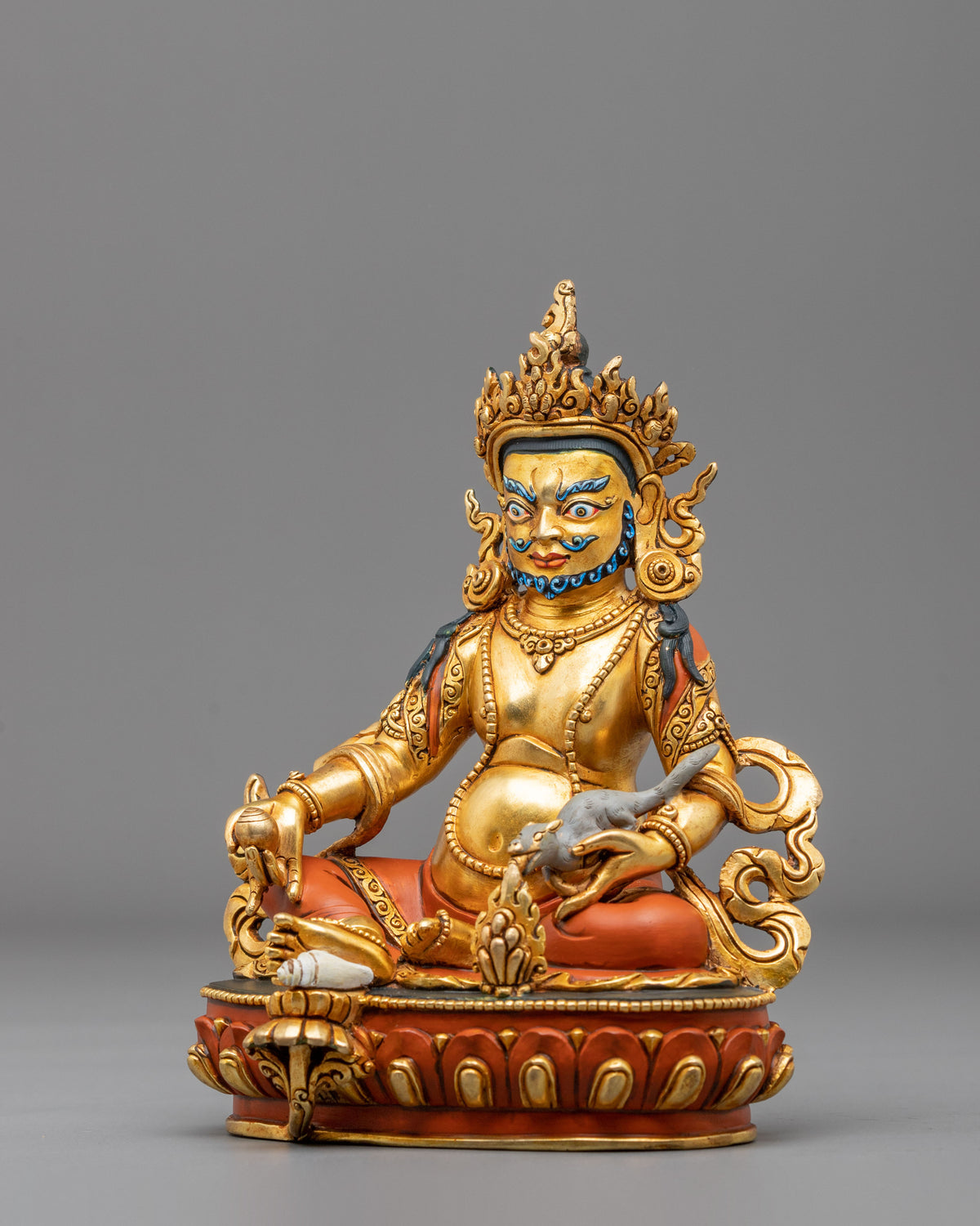 Dzambhala 24K Gold Plated Sculpture | Tibetan Figurine