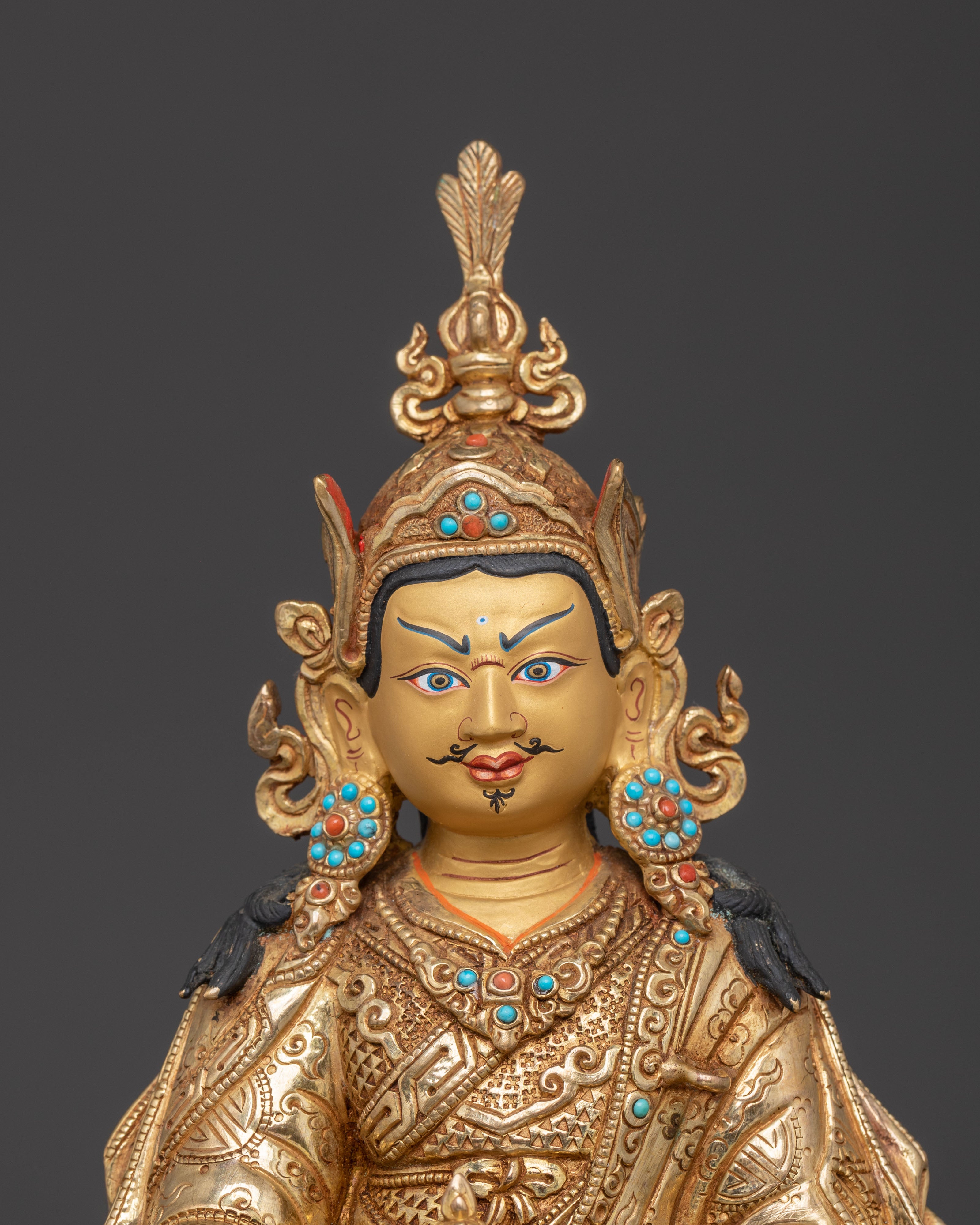 Guru Rinpoche Blessing Statue | Handcrafted 24K Gold Gilded
