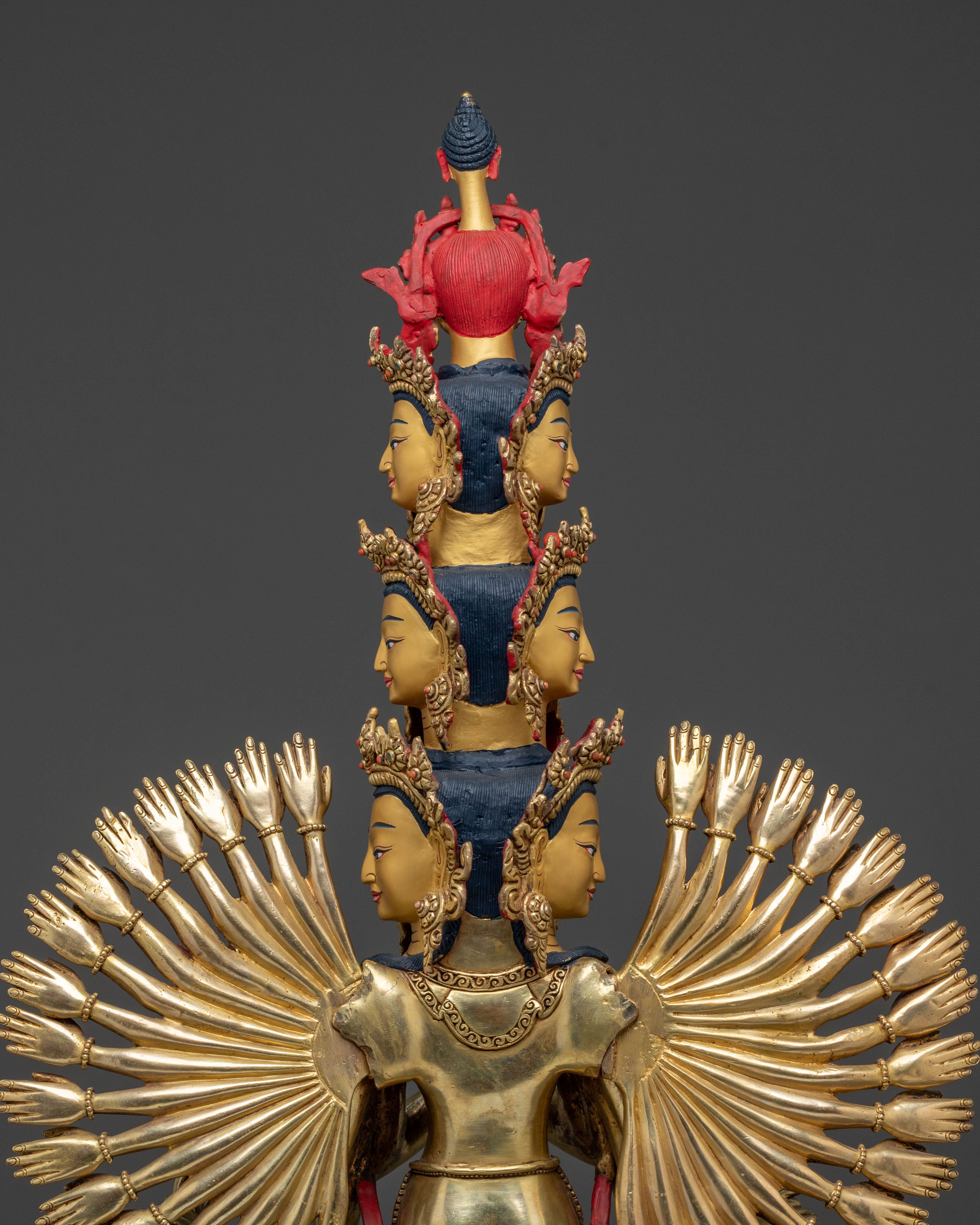 Majestic 1000 Armed Chenrezig Statue in 24K Gold Gilded Copper