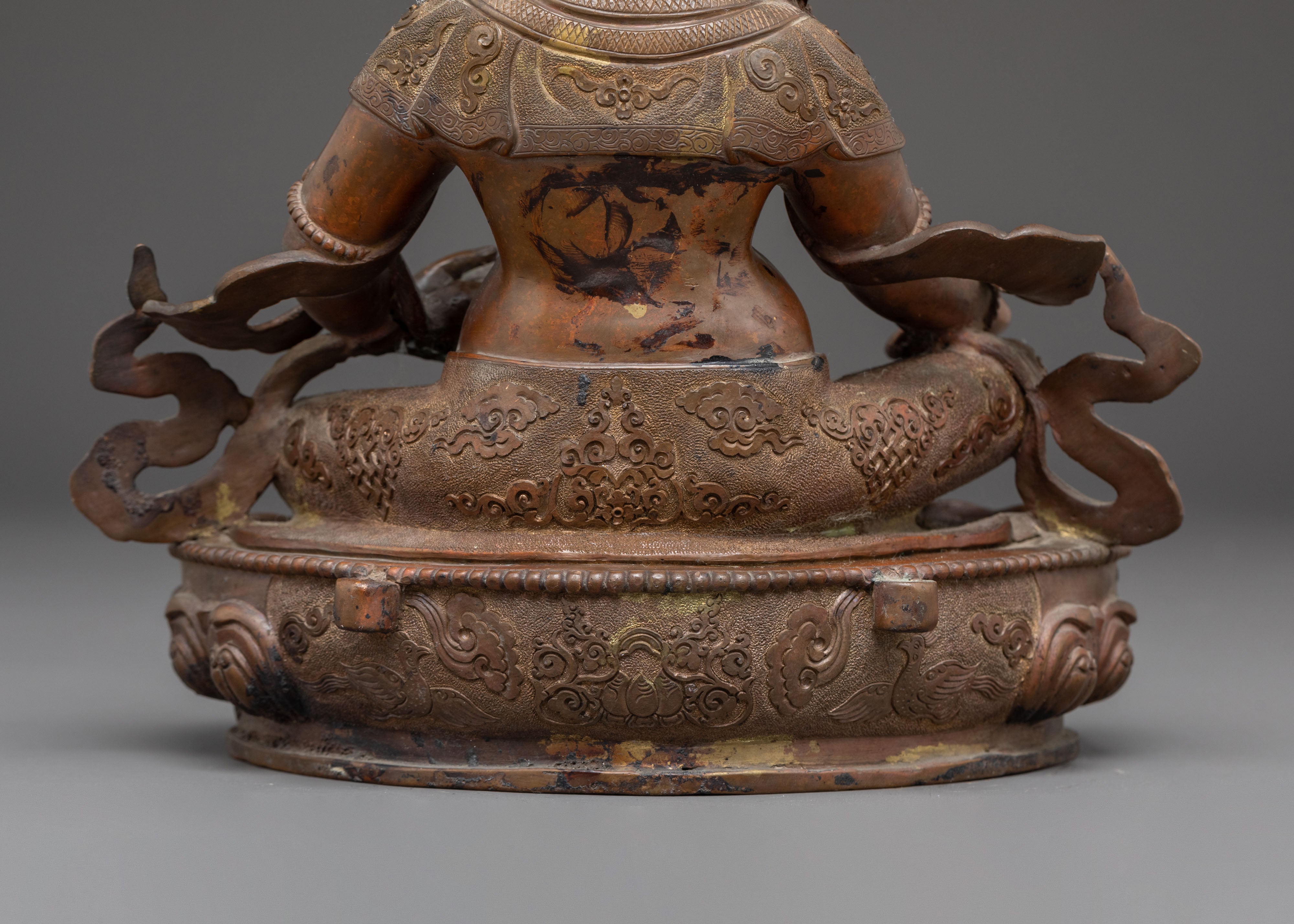 Dzambhala Guardian of Wealth Statue - Antique Oxidized Copper