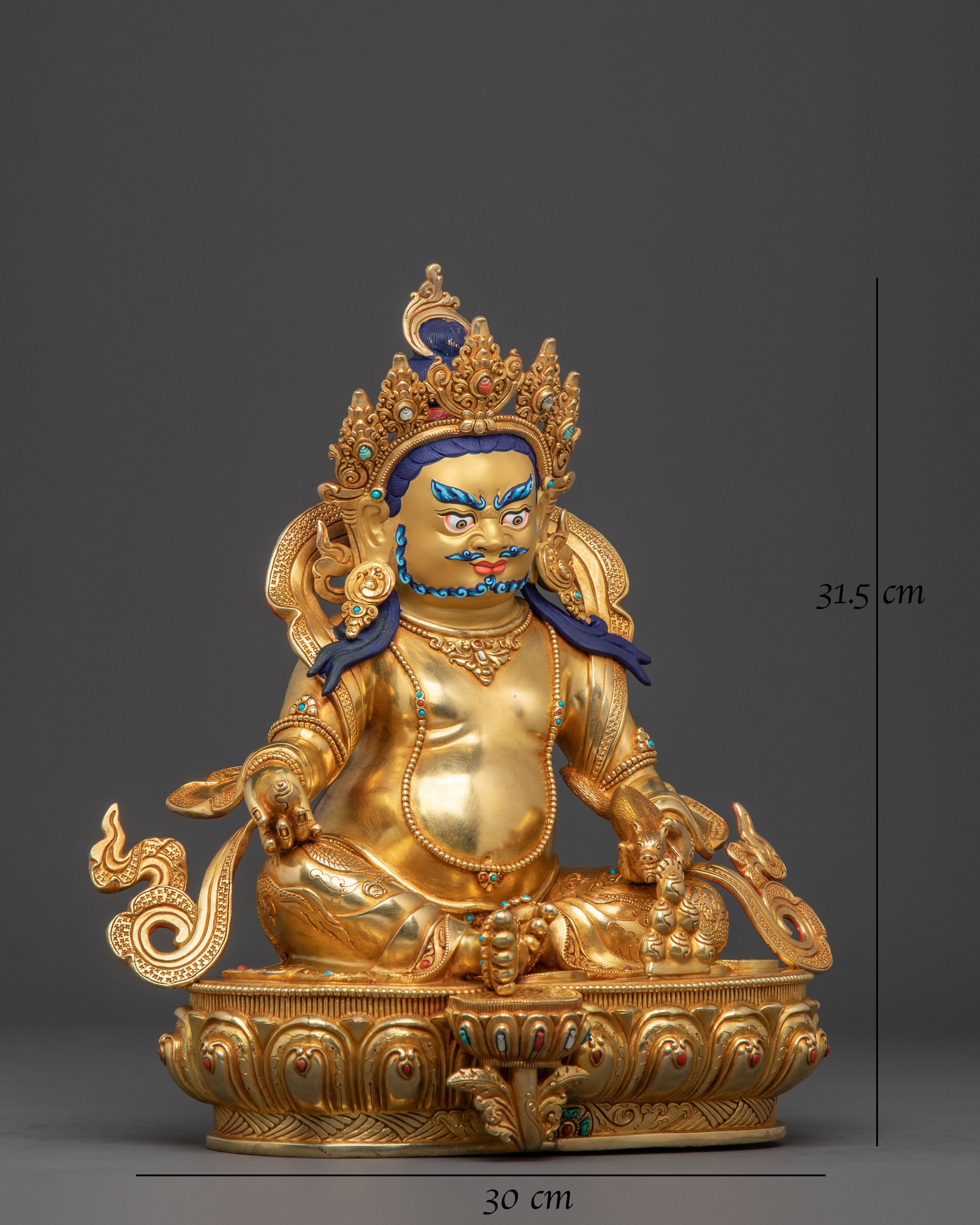 Dzambhala 24K Gold Gilded Statue | Wealth Deity