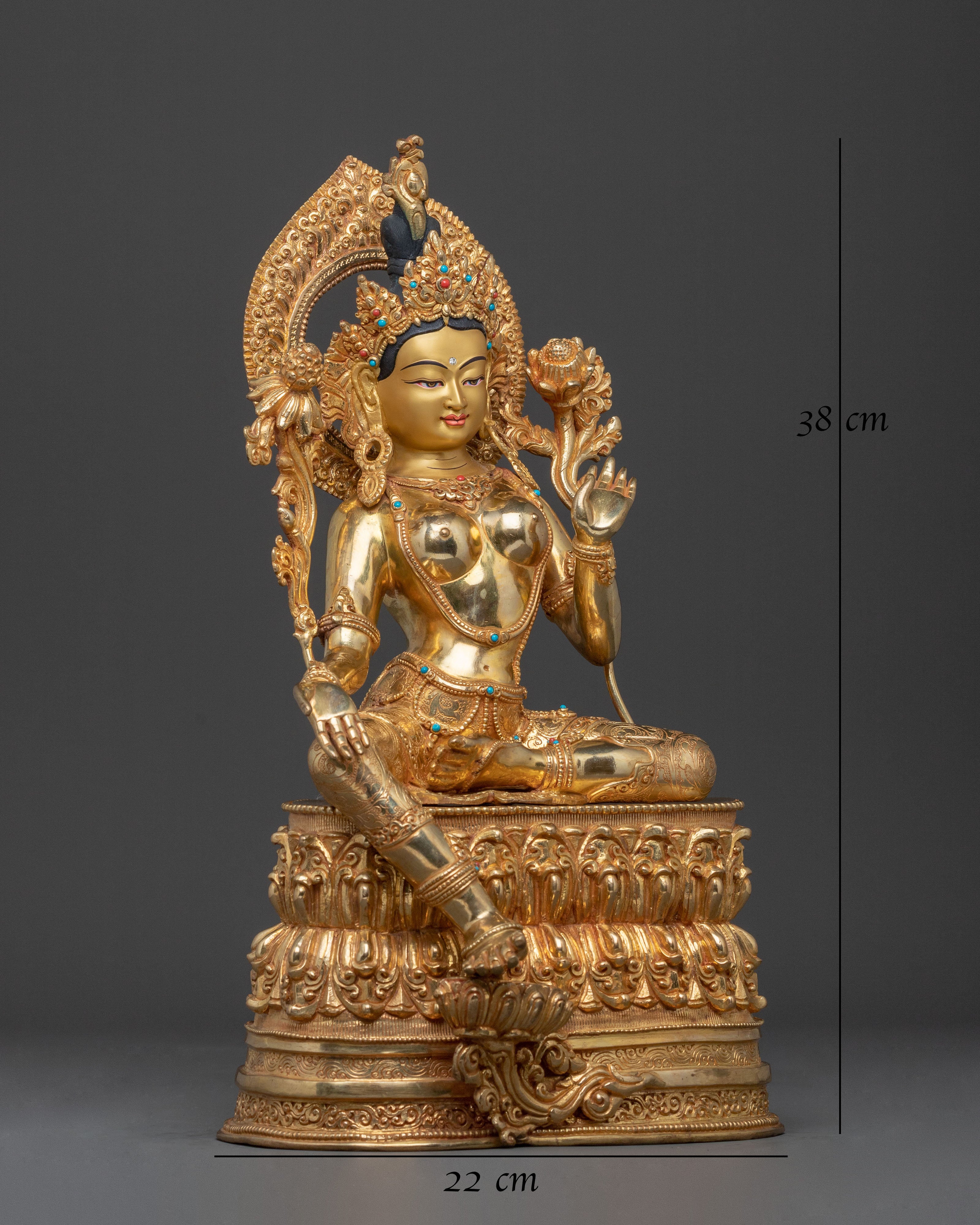 Syama Tara Handcrafted Statue – Exquisite 24K Gold Gilded