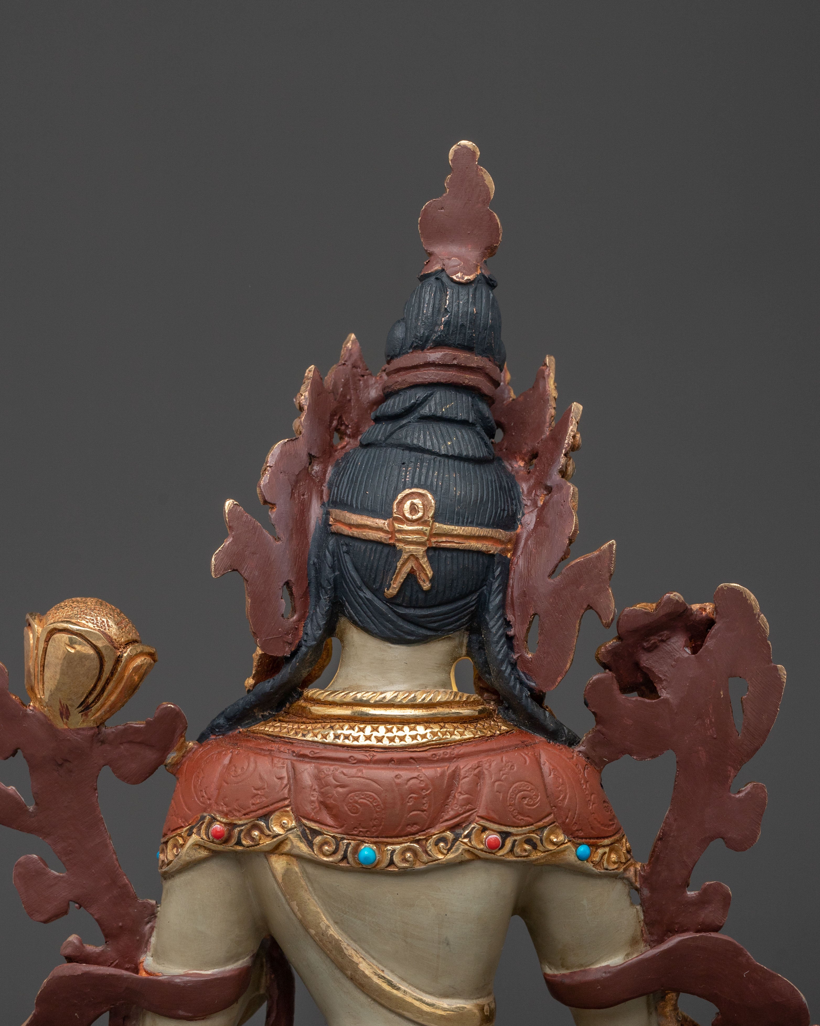 Handcrafted White Tara Statue | 24K Gold Gilded
