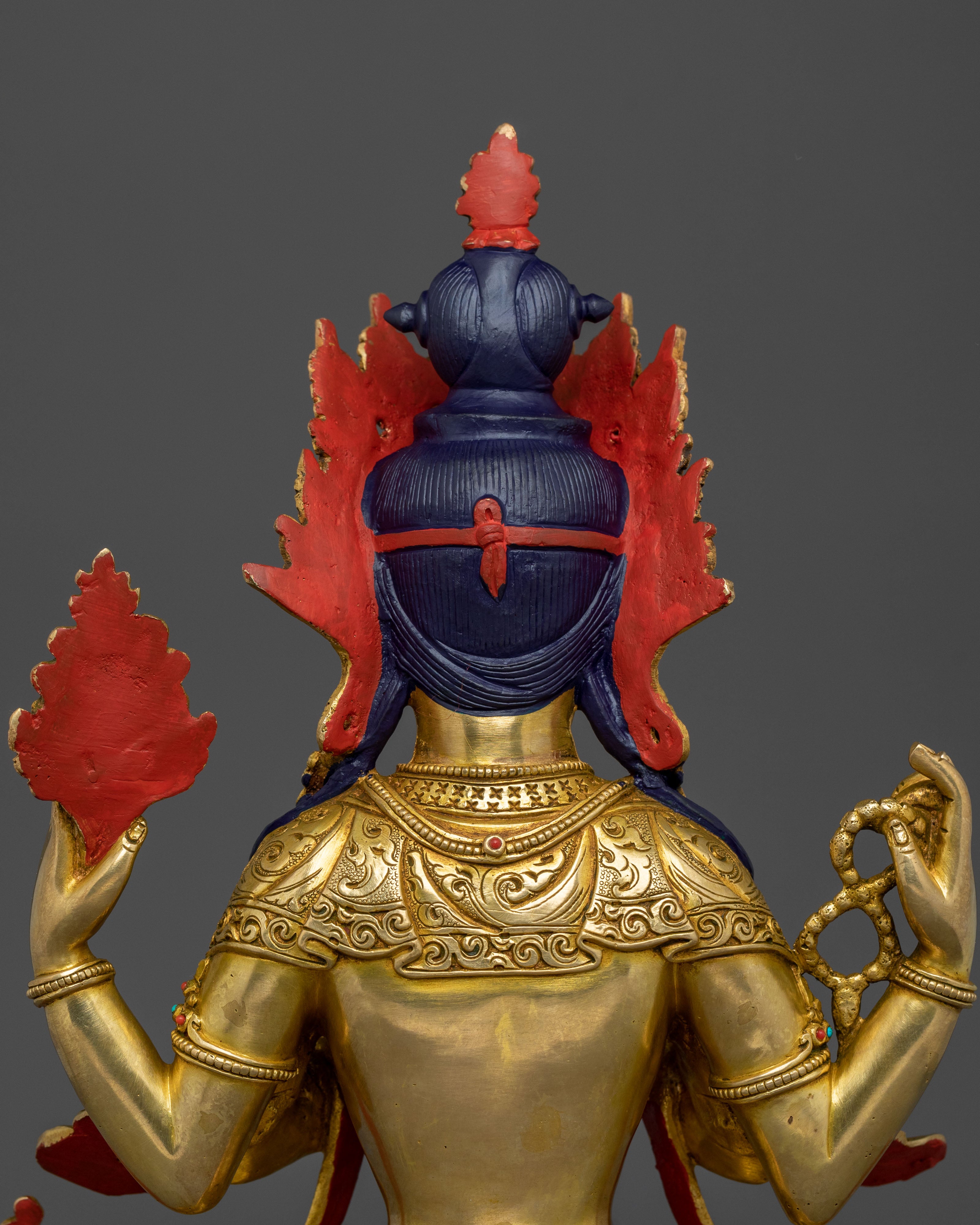 Handmade Chenrezig Golden Statue: Sacred Radiance