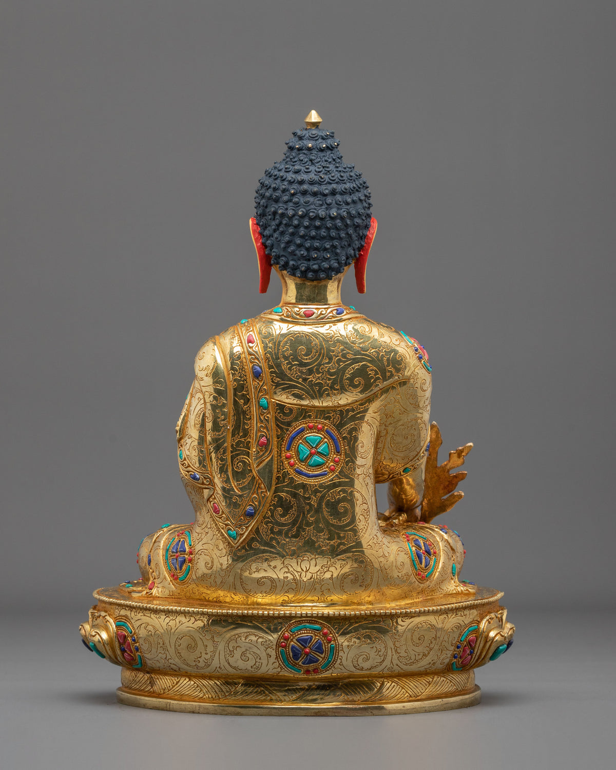 Hand-Gilded Handmade Medicine Buddha Sculpture of Healing