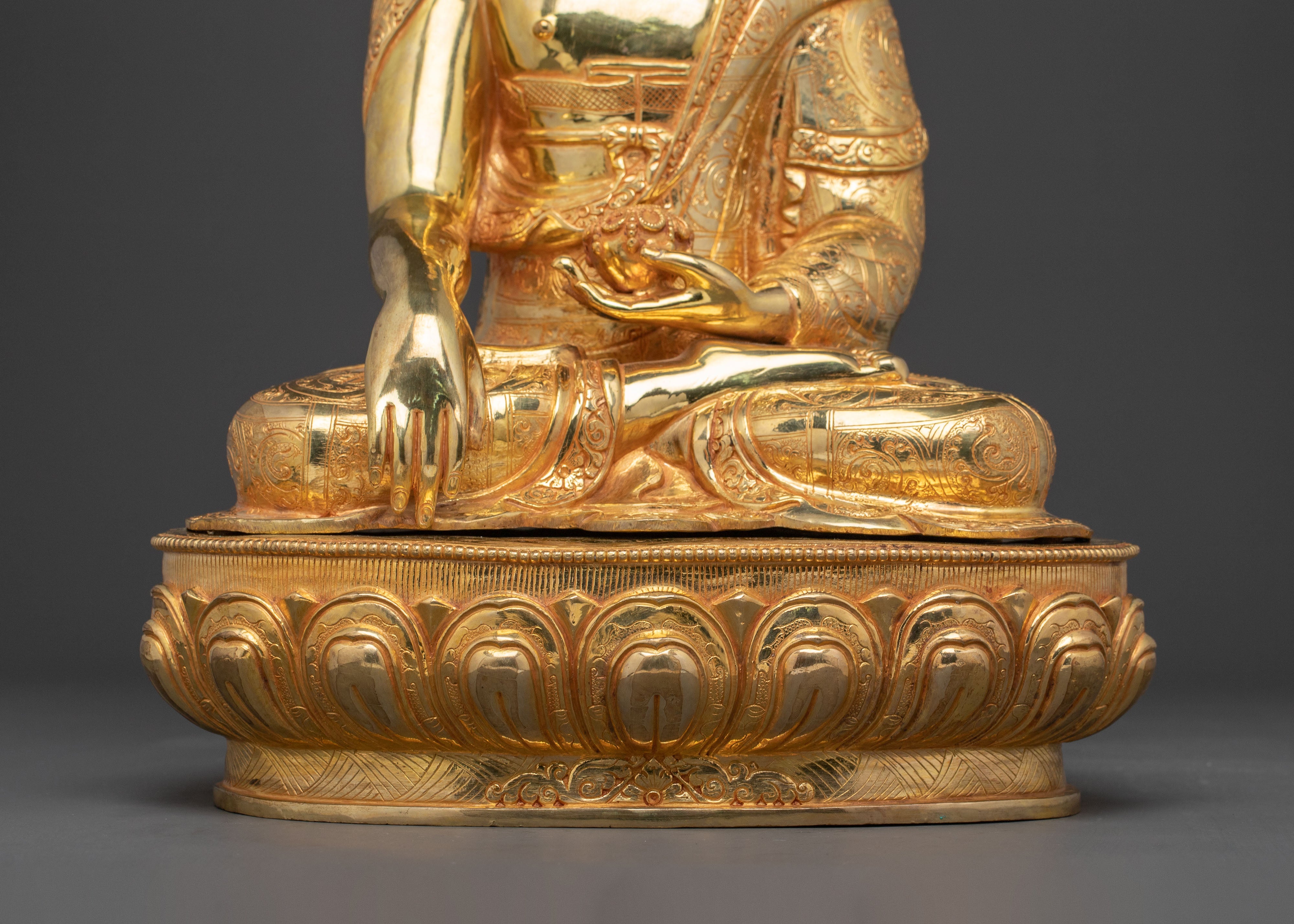 Shakyamuni Buddha Sacred Sculpture – Handcrafted Gold Gilded Statue