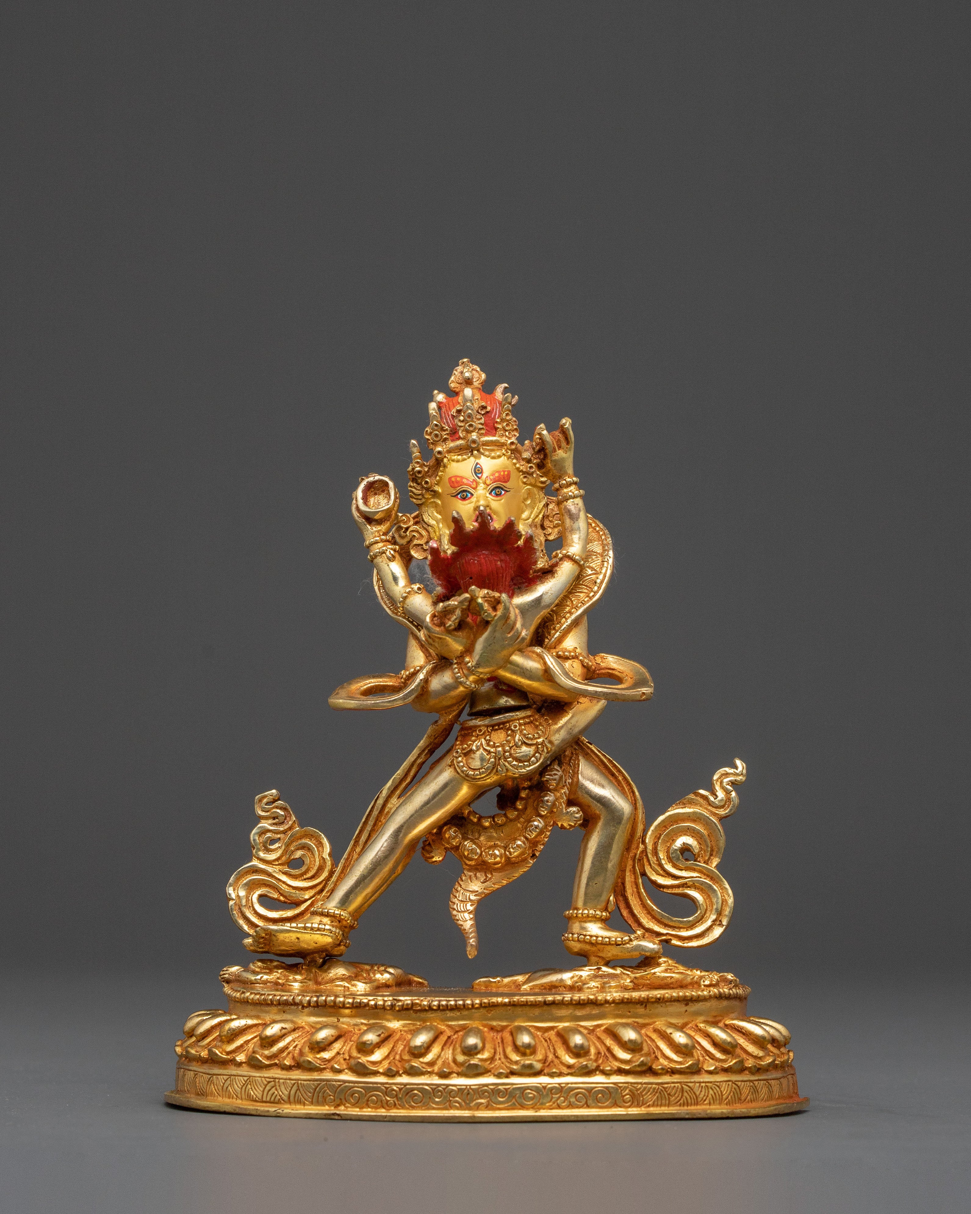 Exquisite Gold Gilded Heruka Deity Chakrasambhara Statue