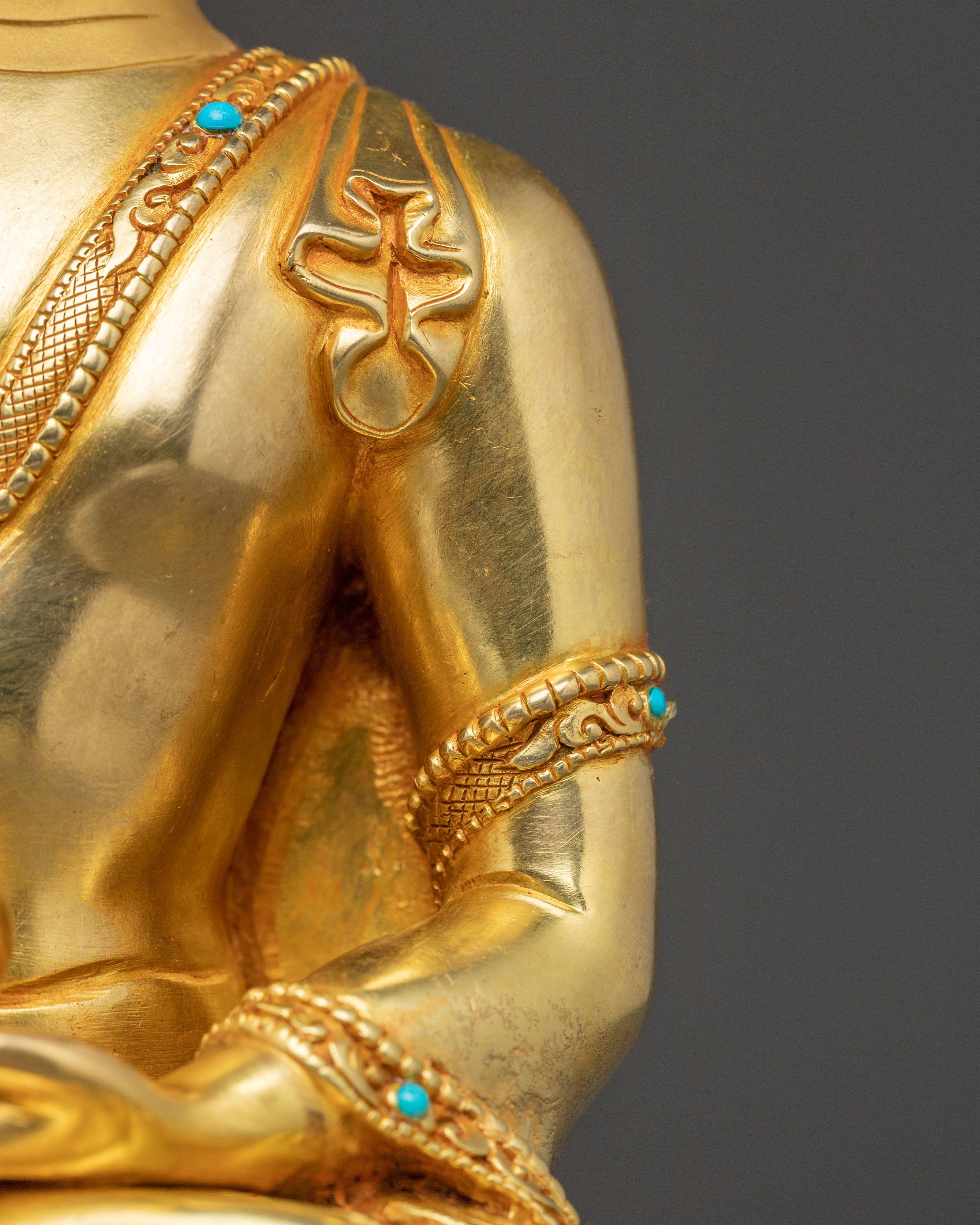 Enlightened Shakyamuni Buddha Sacred Sculpture – Hand-Gilded Serenity
