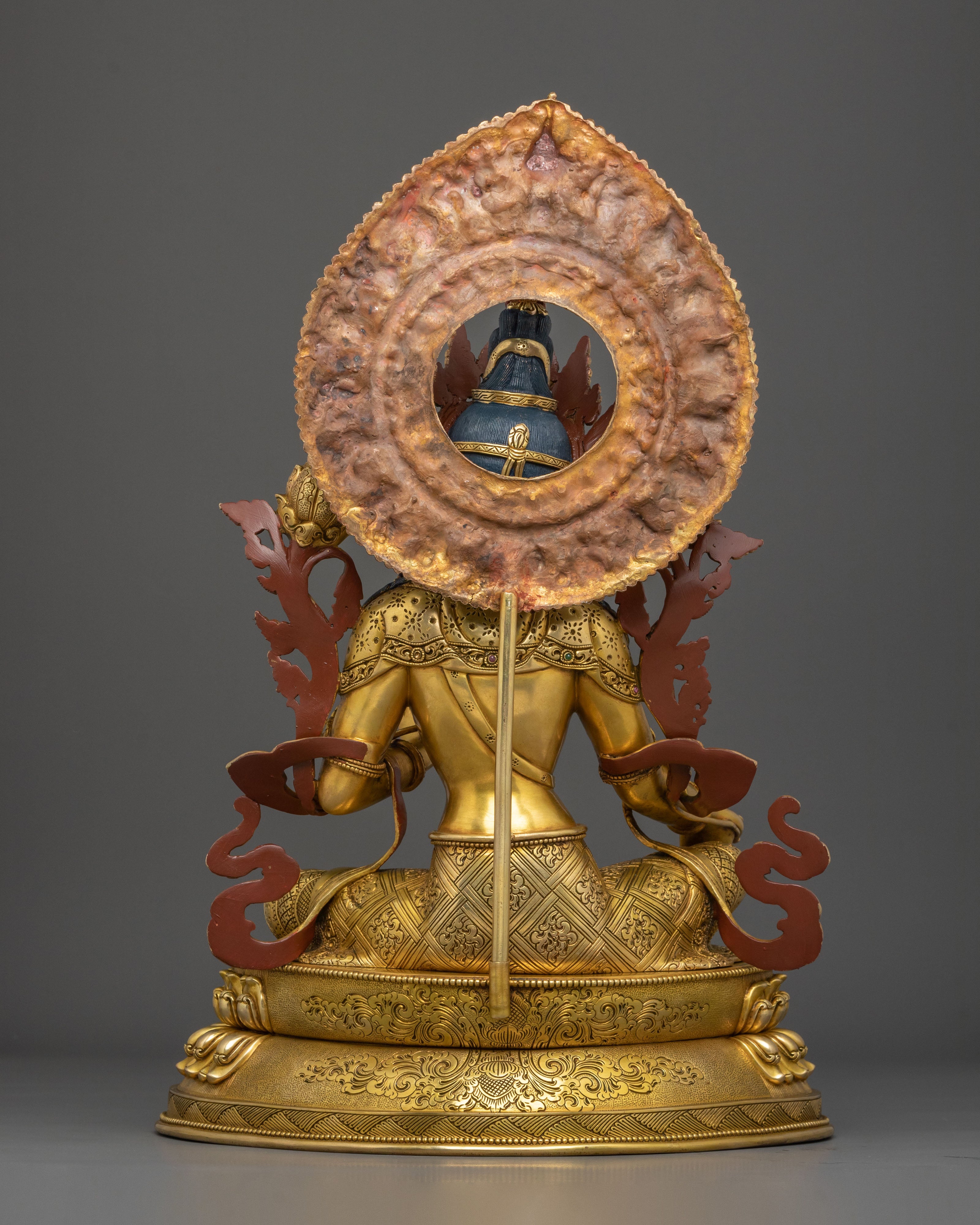 Tibetan Goddess Sculpture of Green Tara | 24K Gold Gilded Compassion Statue