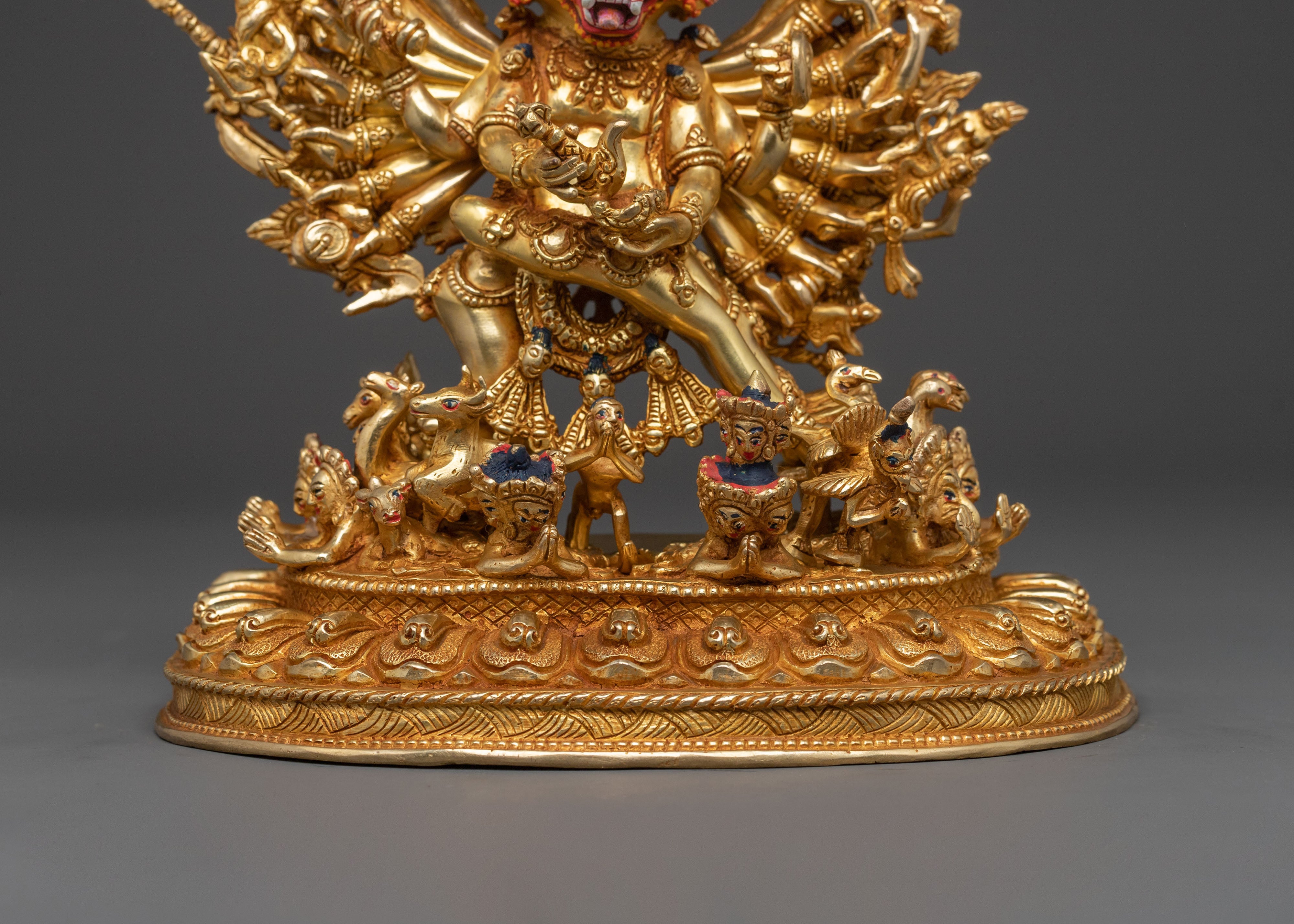Yamantaka Buddhist Wrathful Deity Statue | 24K Gold Gilded