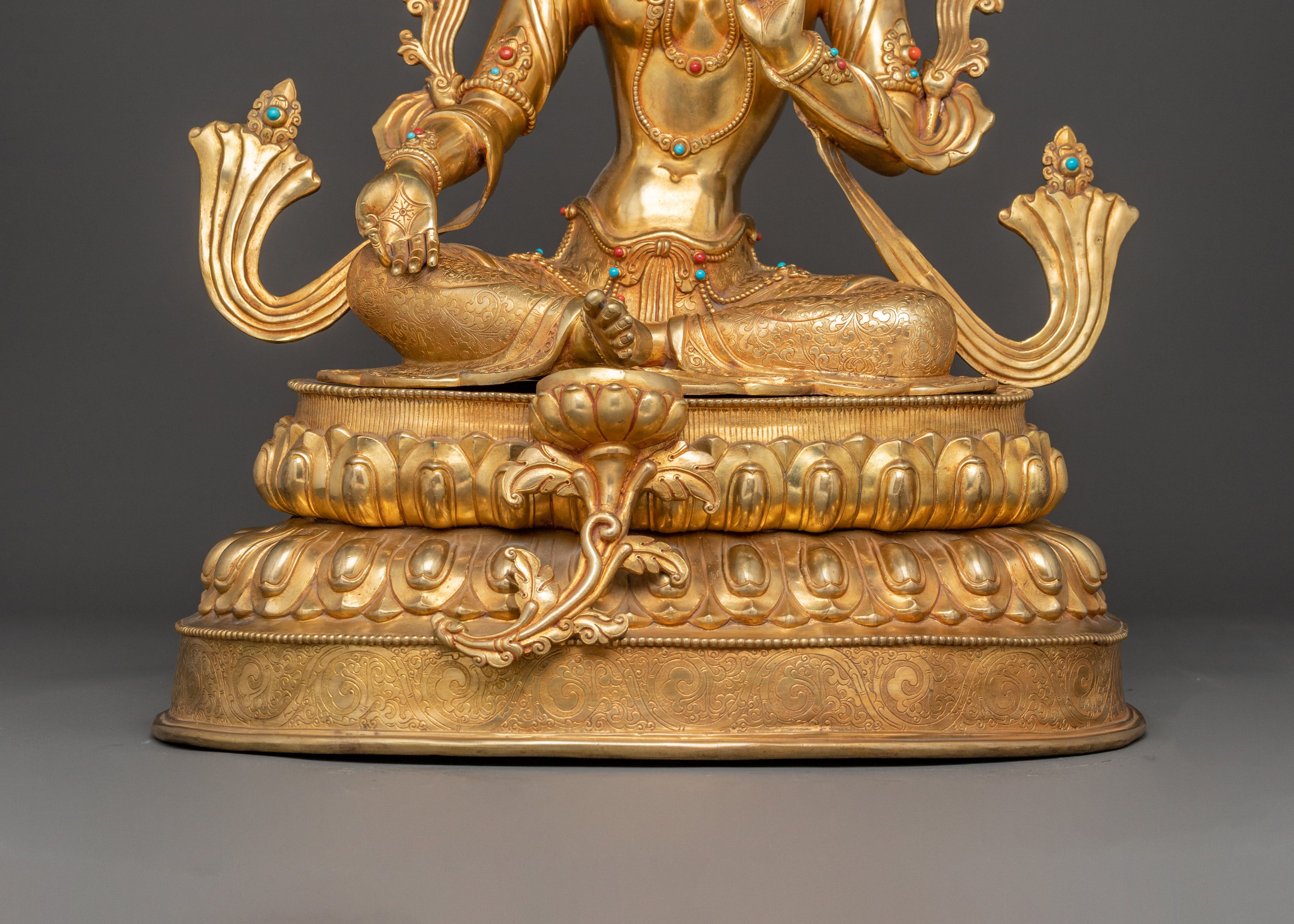 Handmade Green Tara Golden Statue | Mother of Liberation