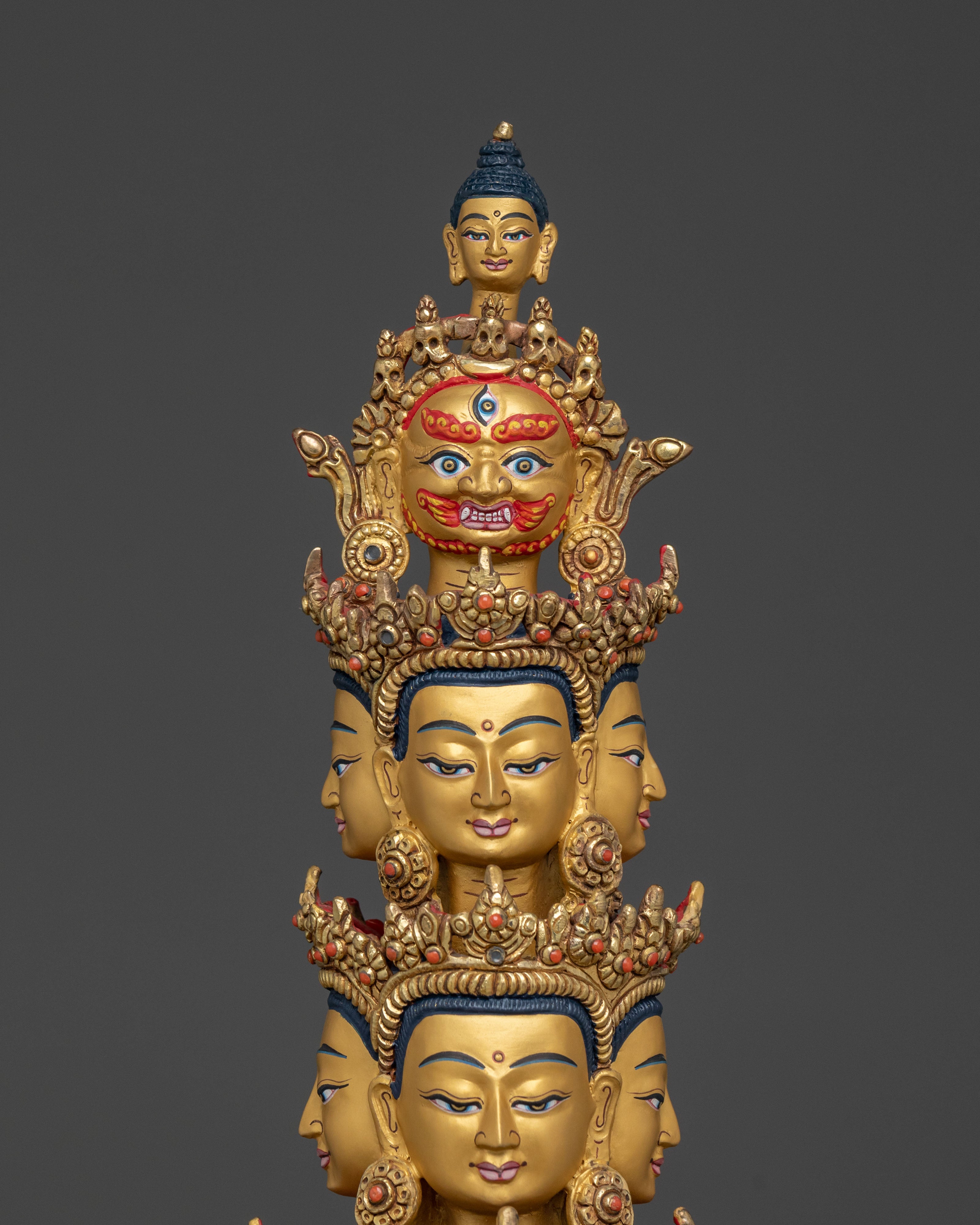 Majestic 1000 Armed Chenrezig Statue in 24K Gold Gilded Copper