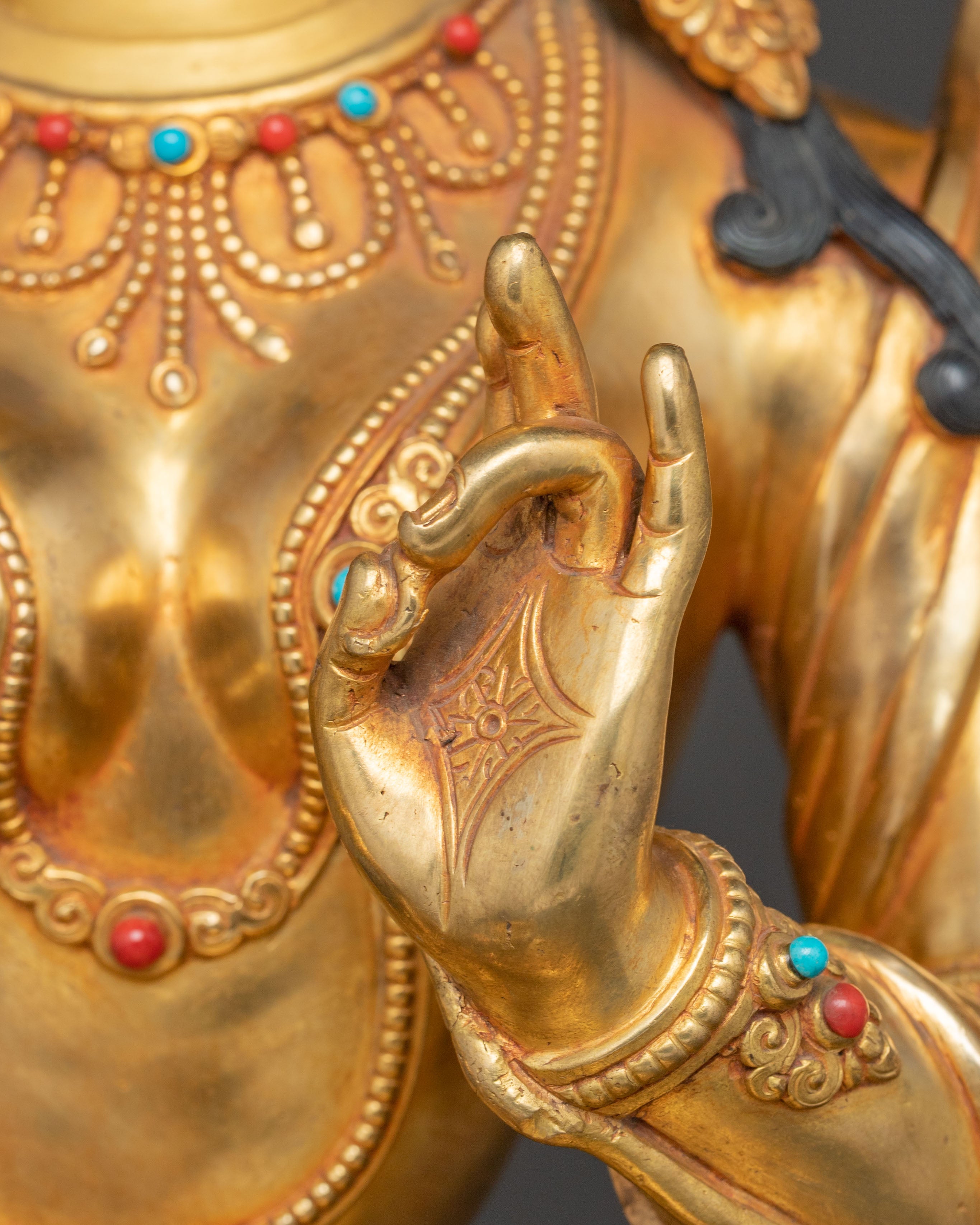 Handmade Green Tara Golden Statue | Mother of Liberation