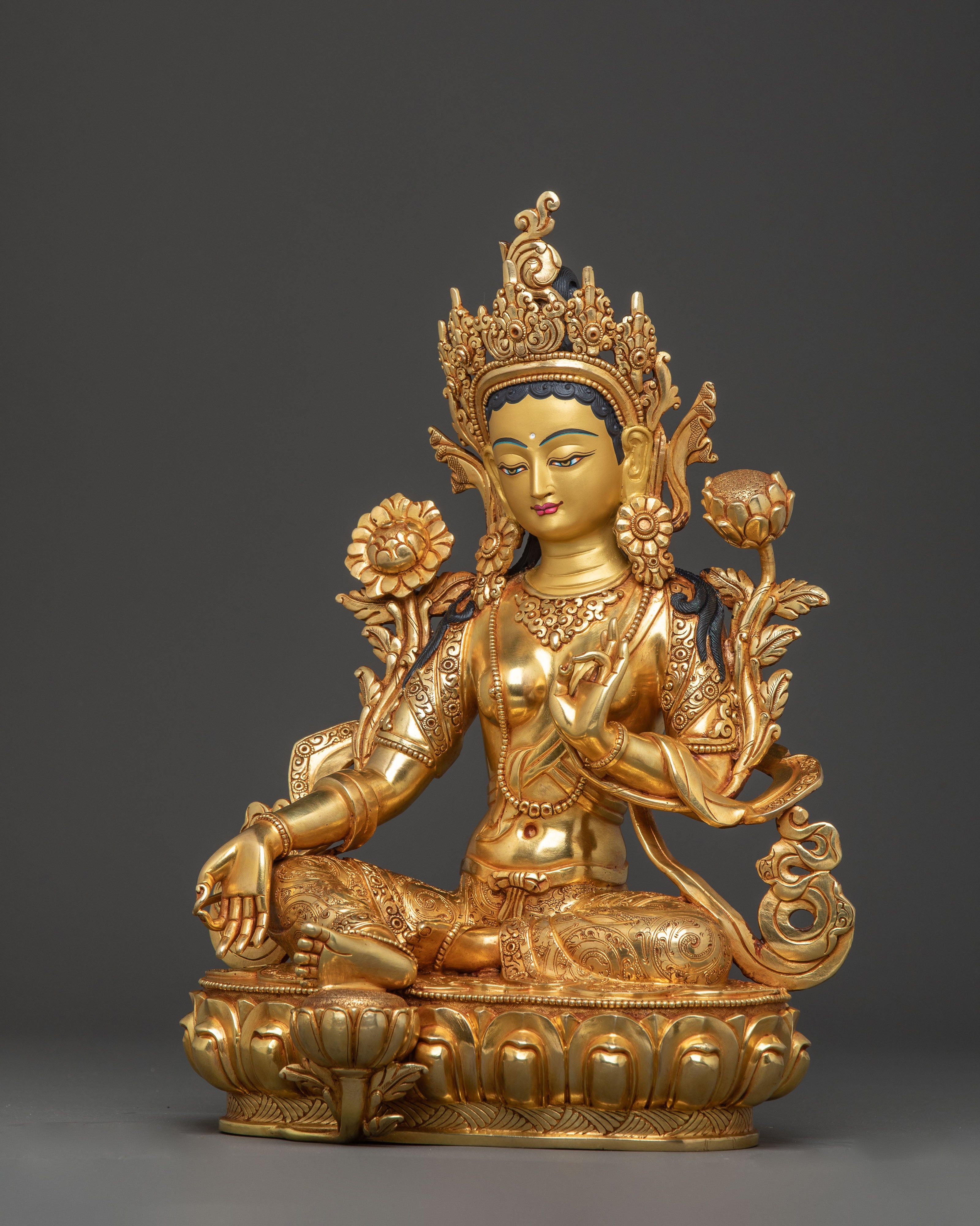 Savior Goddess Green Tara Statue – Hand-Gilded Copper Statue