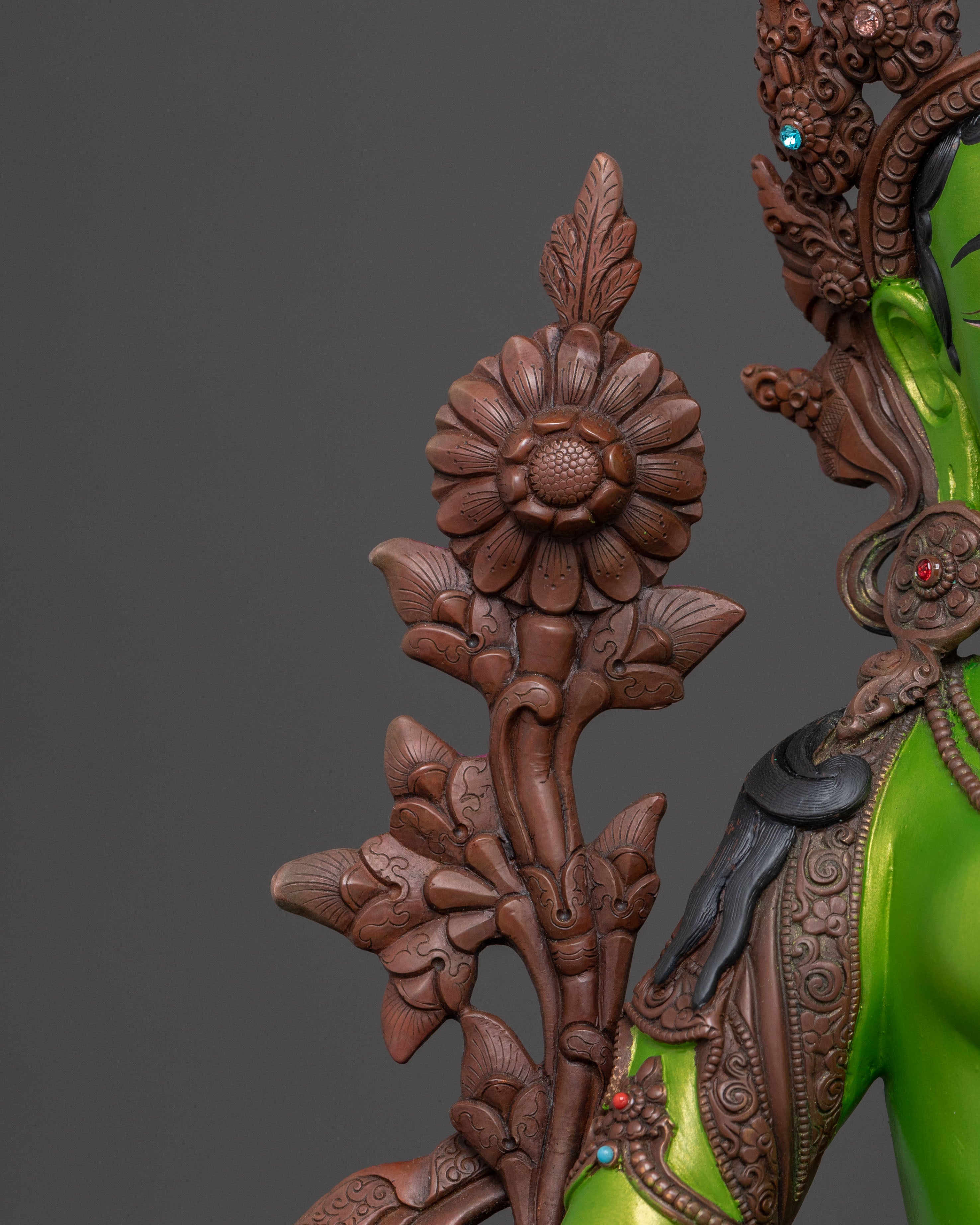 Tibetan Green Tara Compassion Statue – Oxidized Copper Art