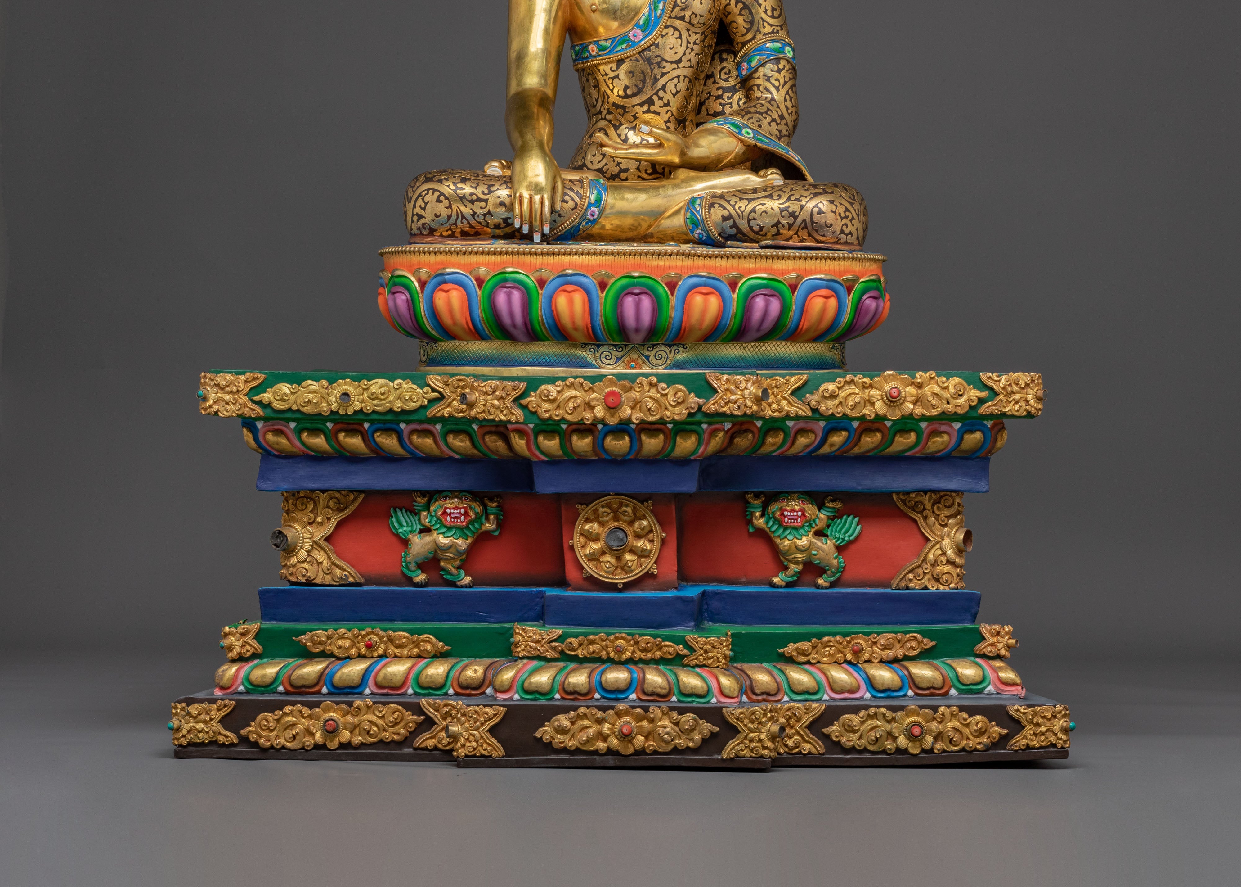 Shakyamuni Buddha Sacred Statue on Throne | Home Decor