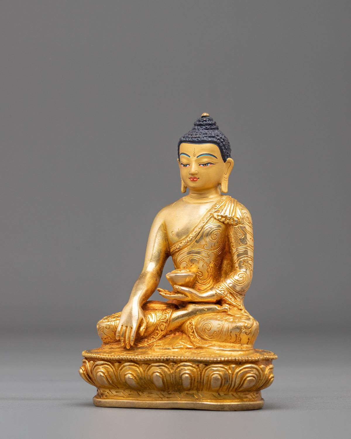 Shakyamuni Buddha Sculpture | 24K Gold Gilded