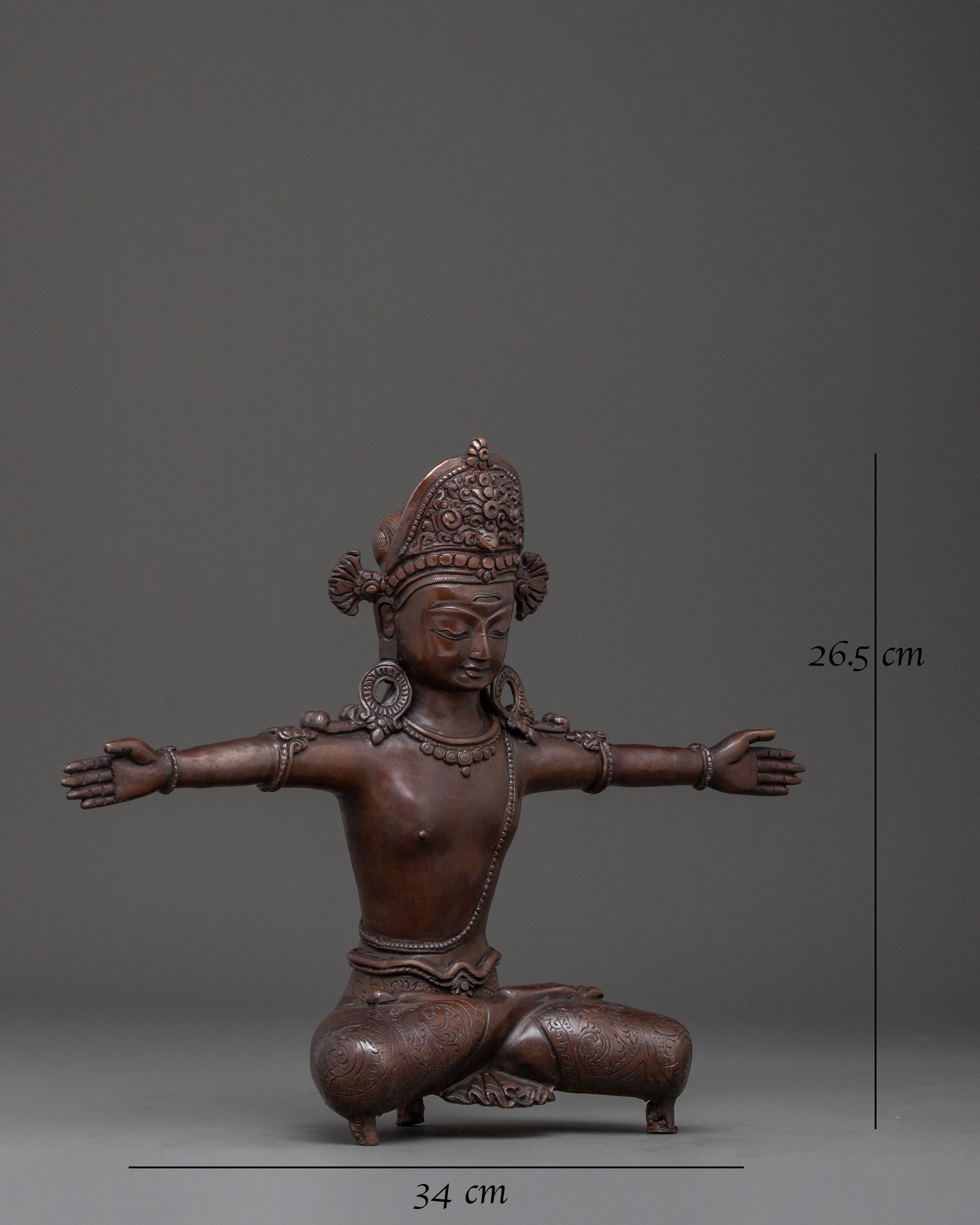 Indra Oxidized Copper Statue | Hindu Protector Deity