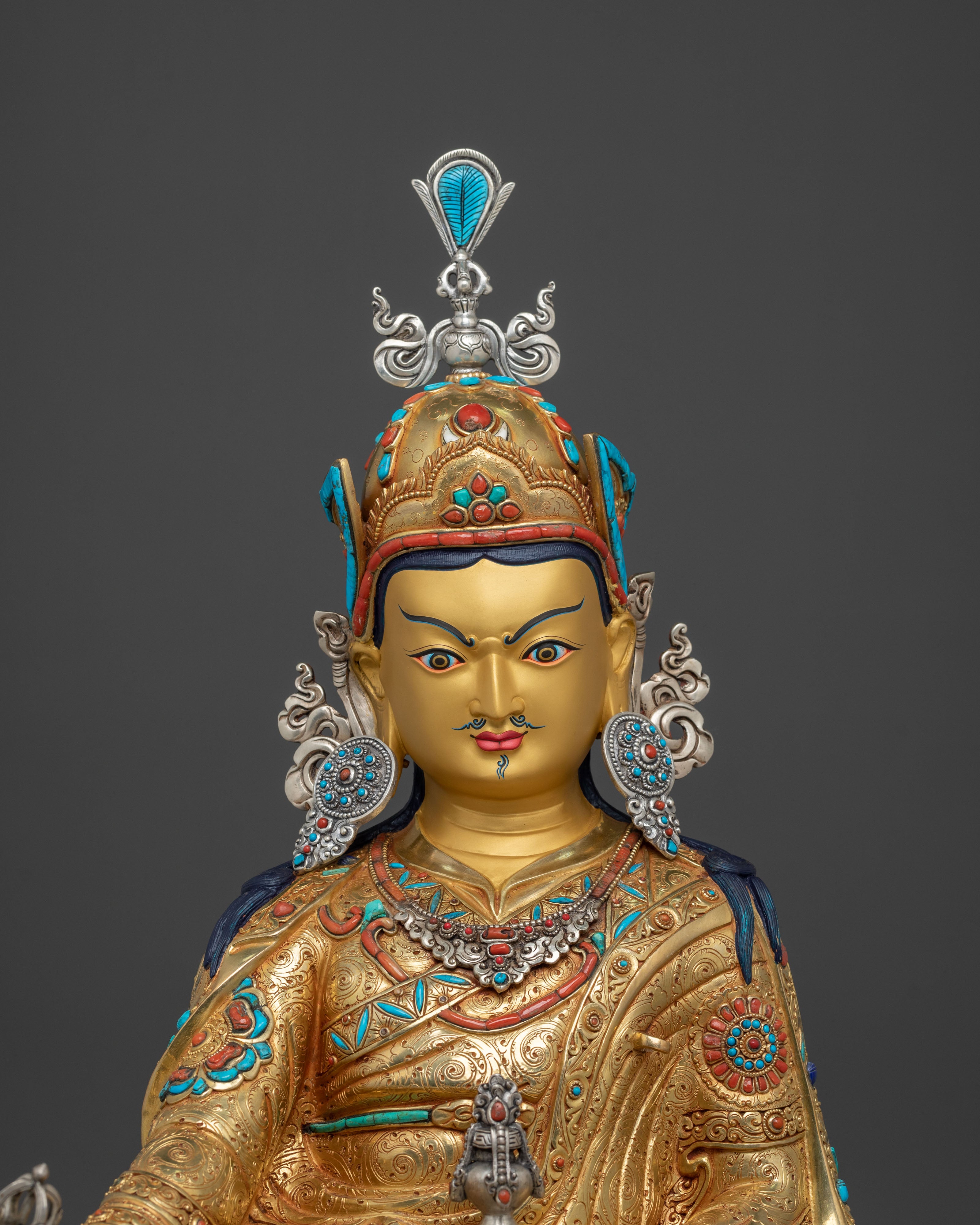 Spiritual Guru Rinpoche Handmade Sculpture: Sacred Altar Decor