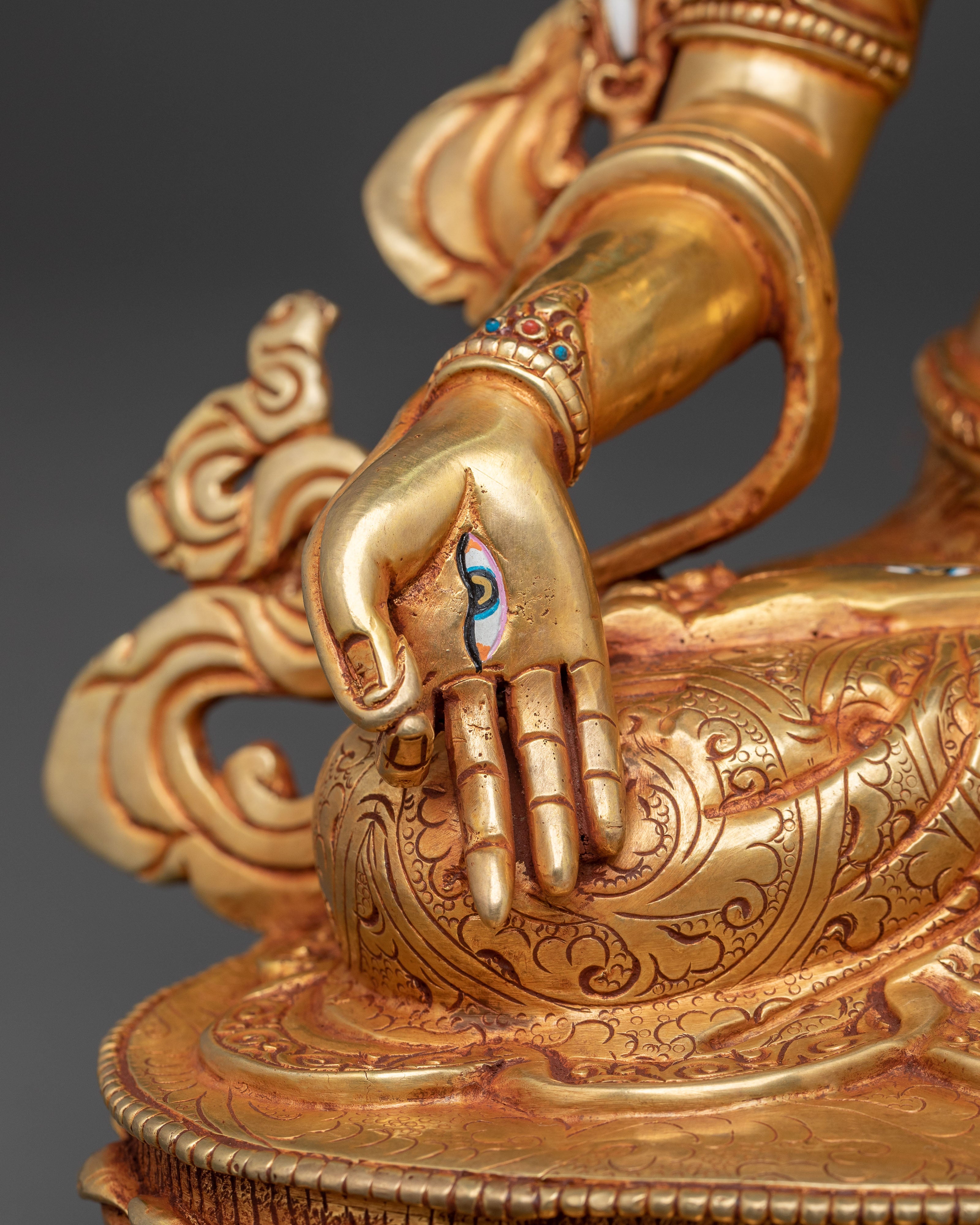 White Tara Statue Guardian of Wellness: Hand-Gilded Copper
