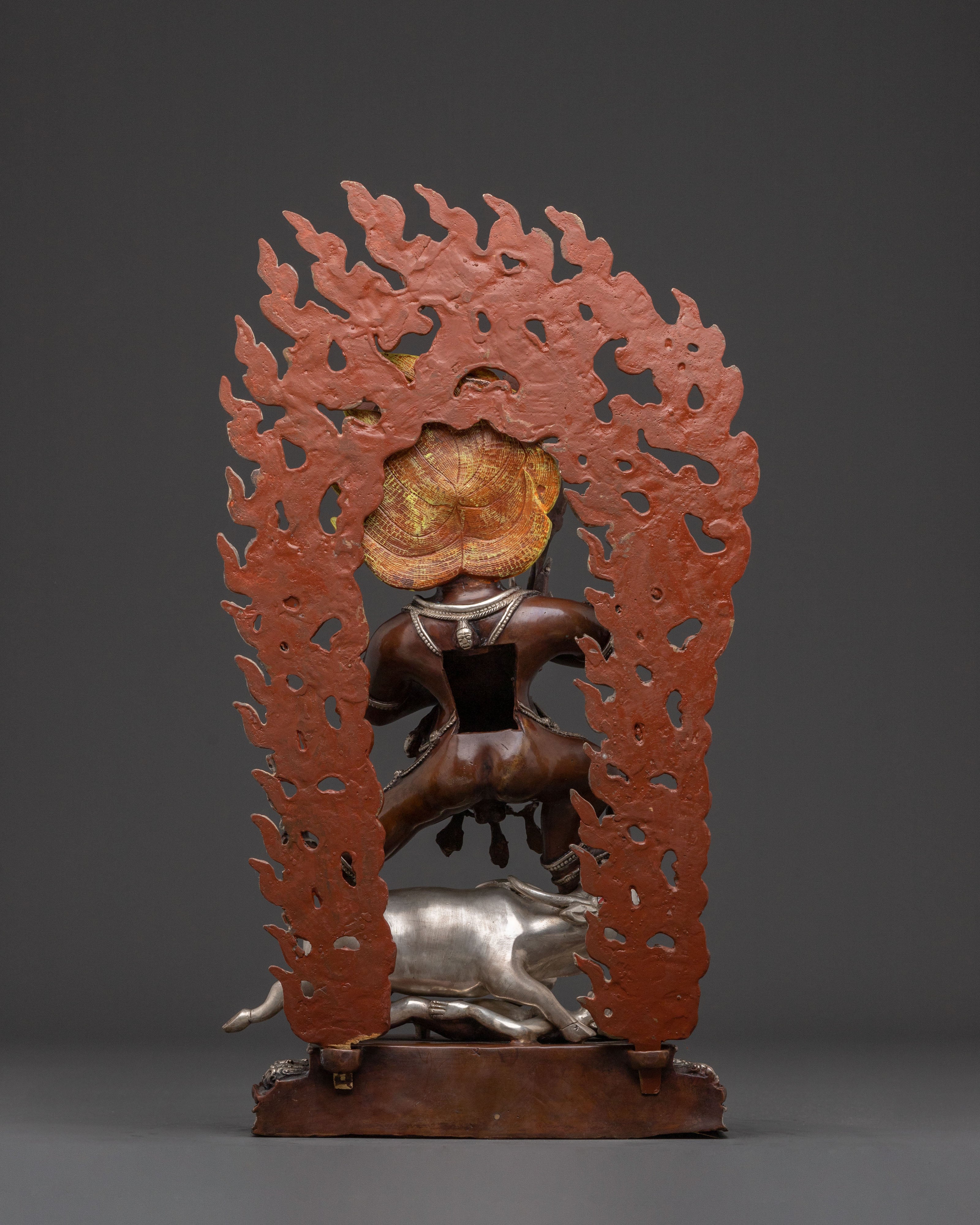 Yama Dharmaraja Sacred Copper Statue: Oxidized Artistry