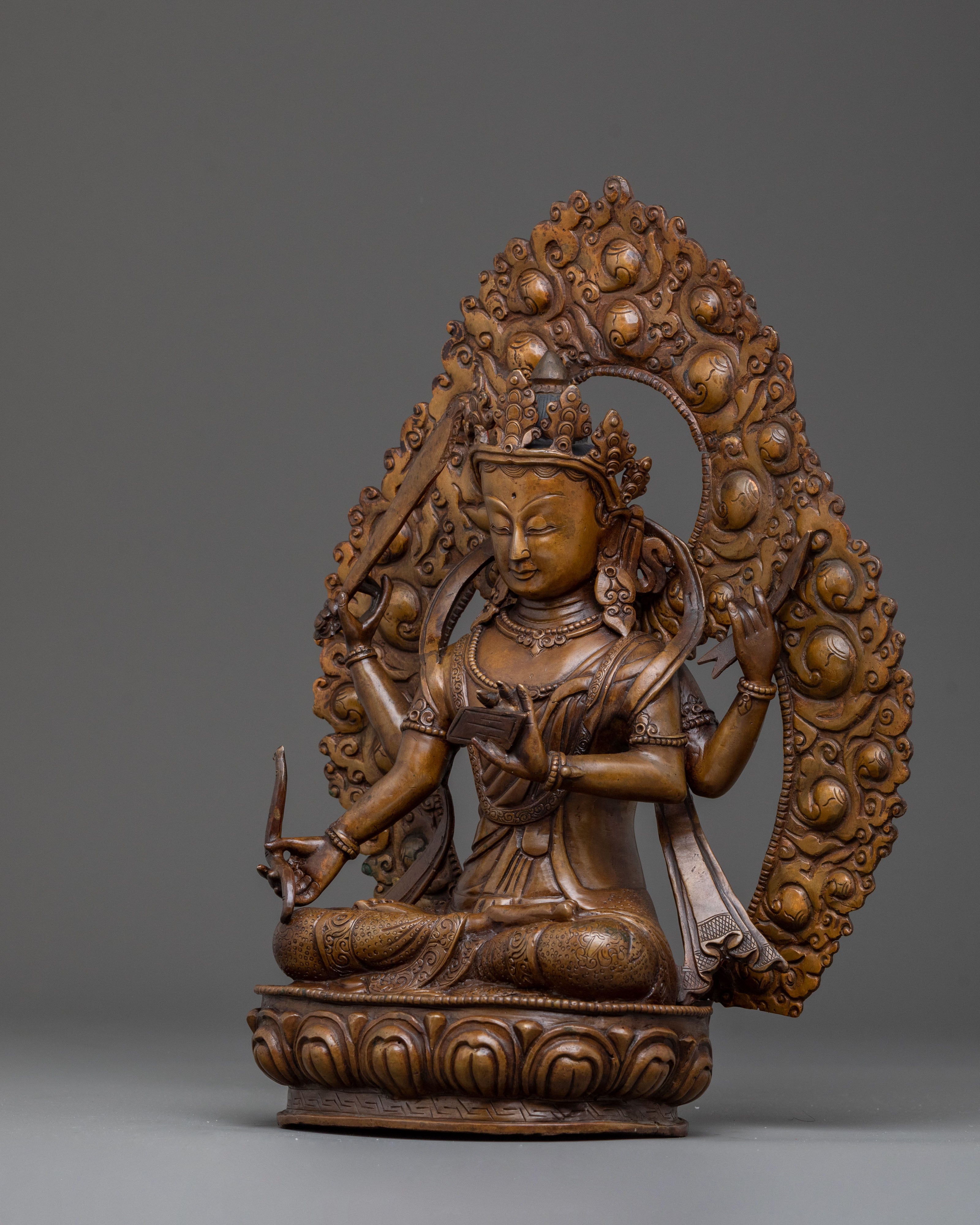 Handcrafted Maha Manjushri Wisdom Statue: Bodhisattva of Wisdom