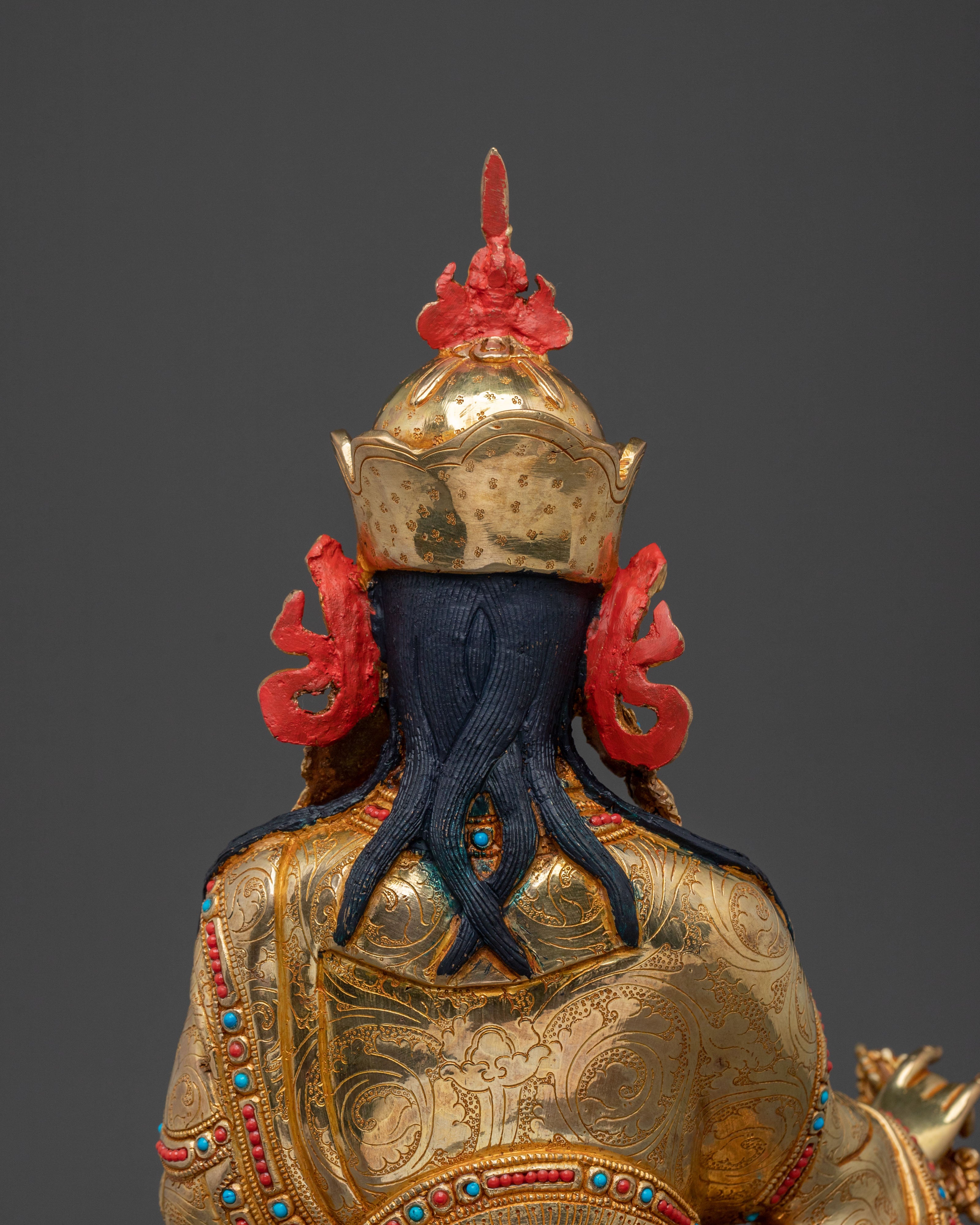 Guru Rinpoche Tibetan Figurine | 24K Gold Gilded Statue