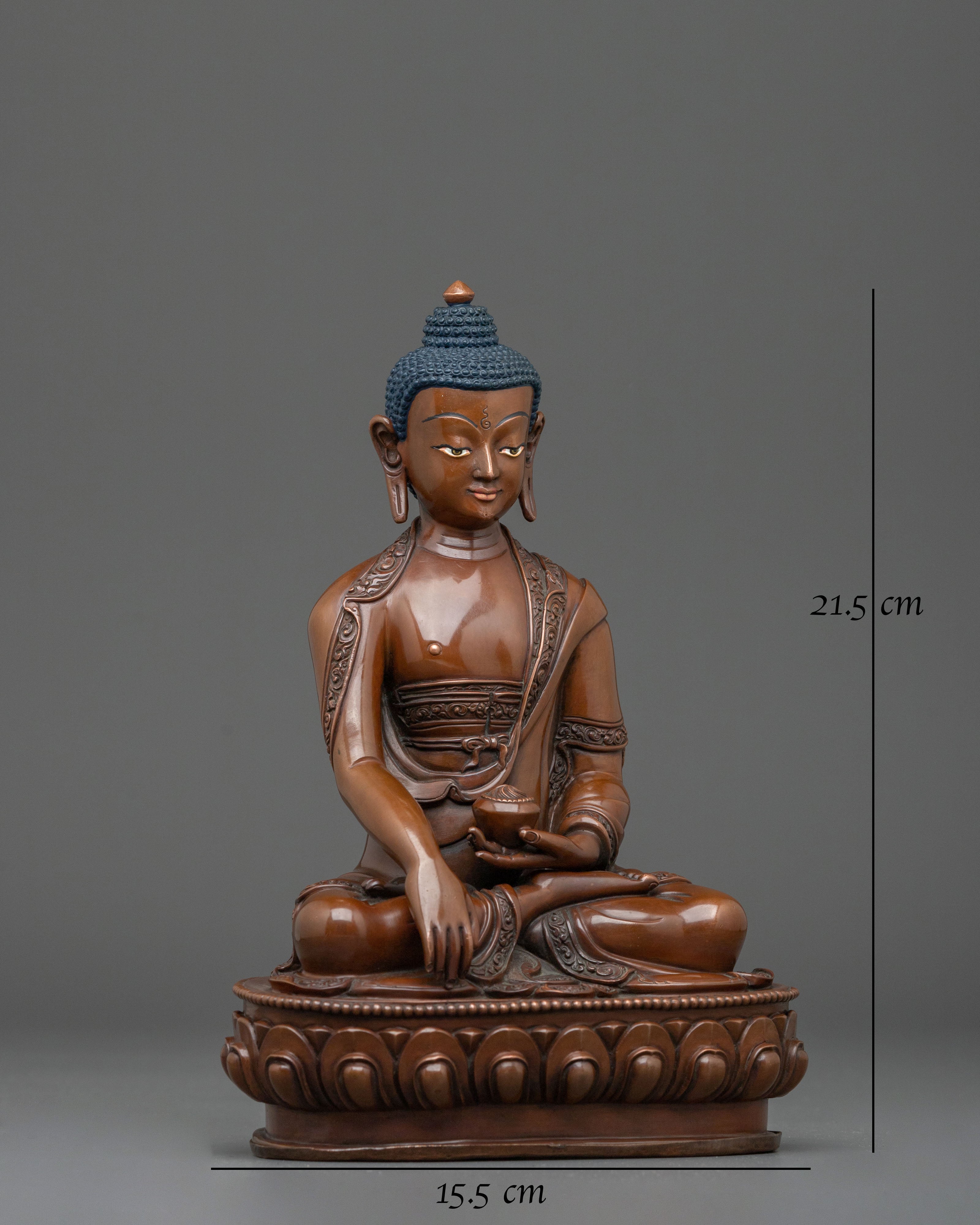 Shakyamuni Buddha Sacred Oxidized Copper Sculpture