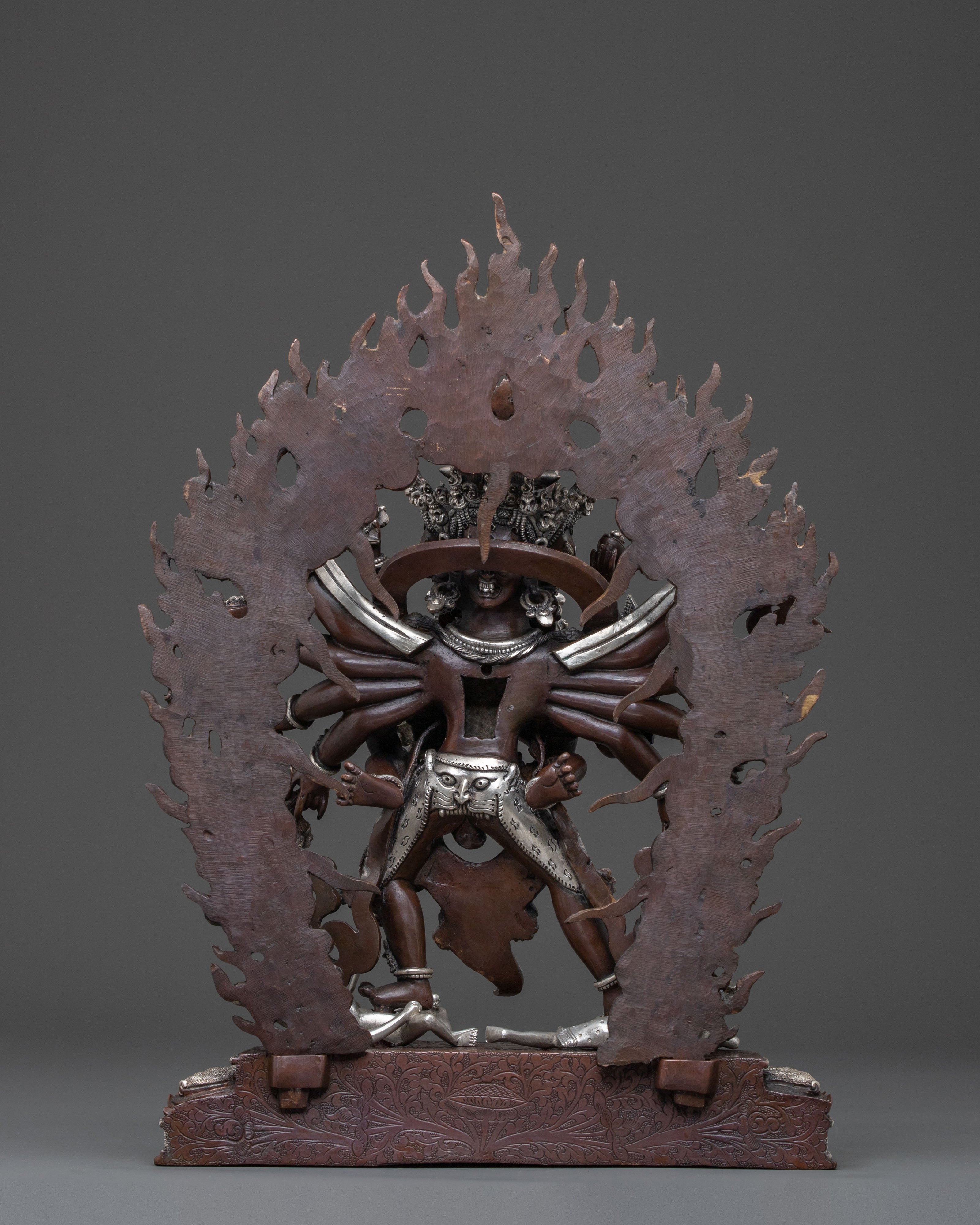 Chakrasamvara: Oxidized Copper Statue with Silver Plating