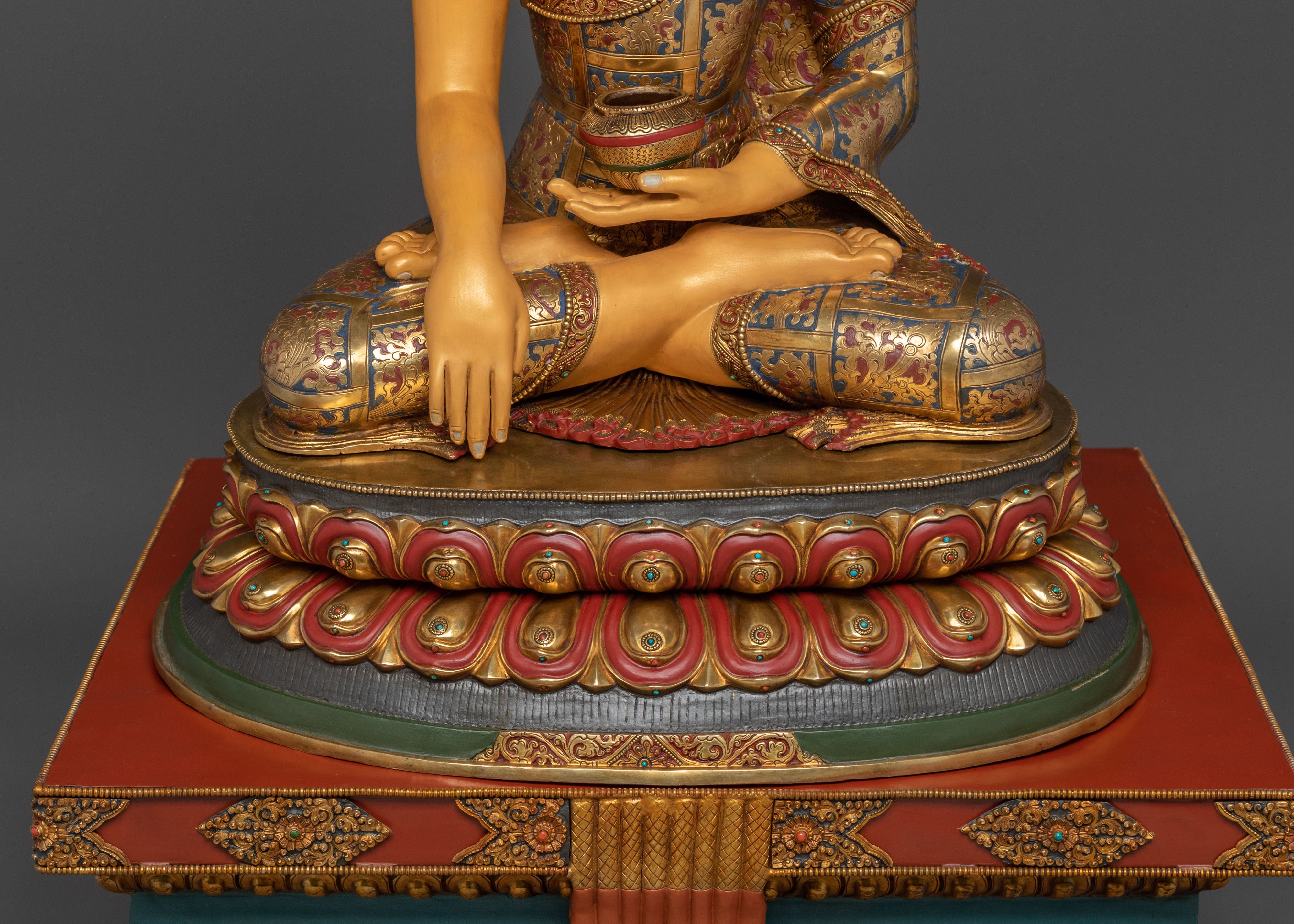 Shakyamuni Buddha Sacred Figurine on Throne | Home Decor