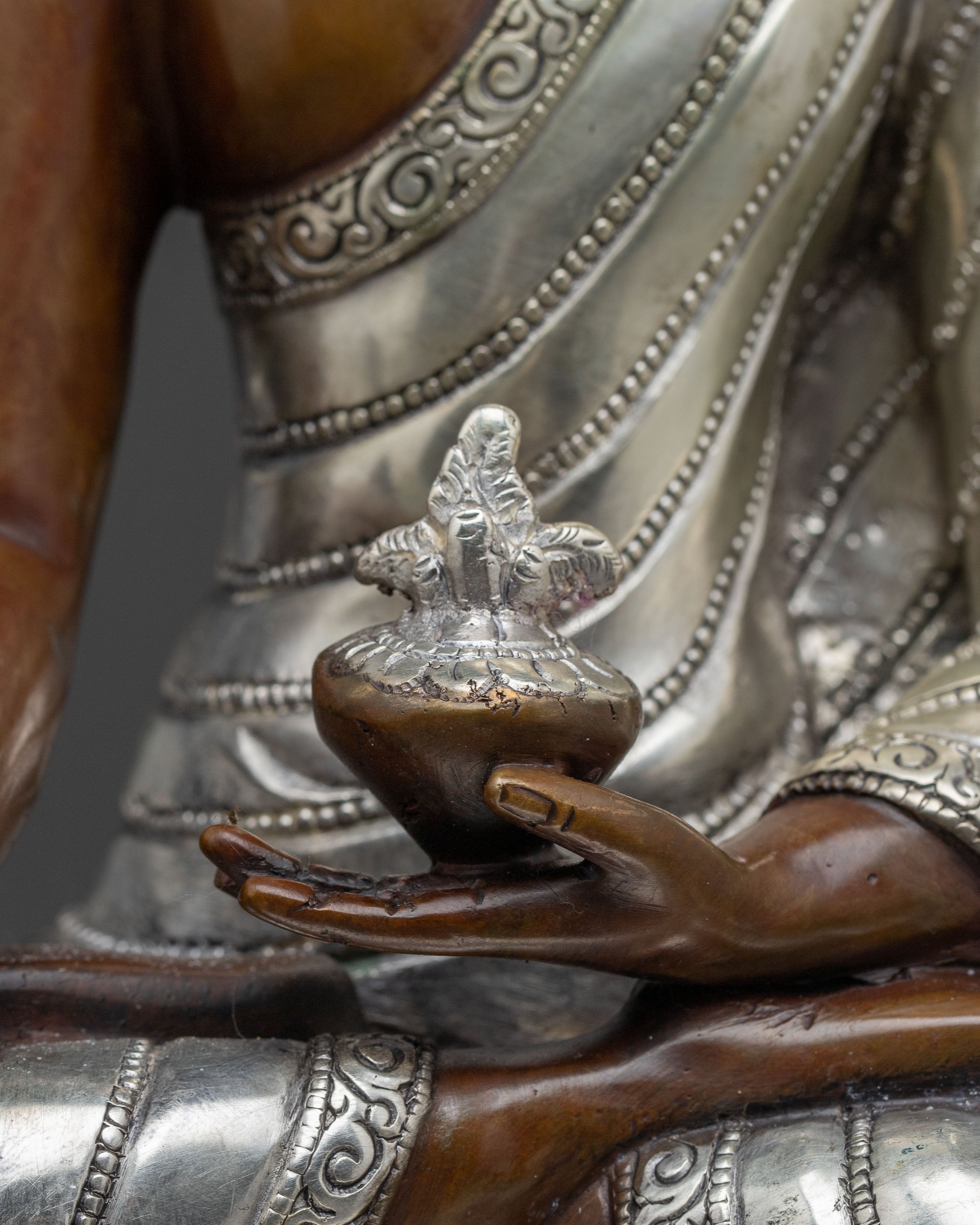 Medicine Buddha Statue – Oxidized Copper & 24K Gold