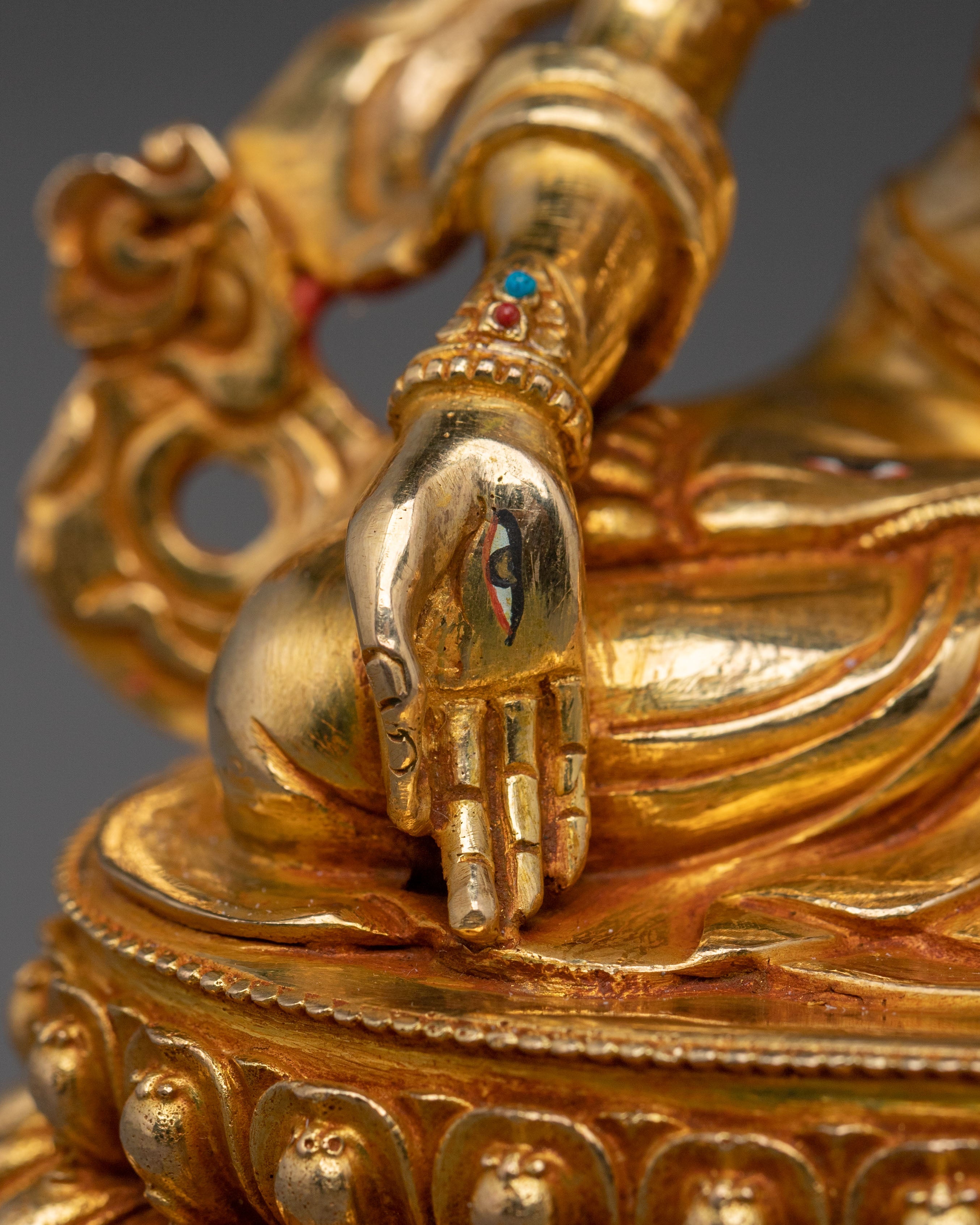 White Tara Sacred Longevity Icon: 24K Gold Gilded Copper Statue