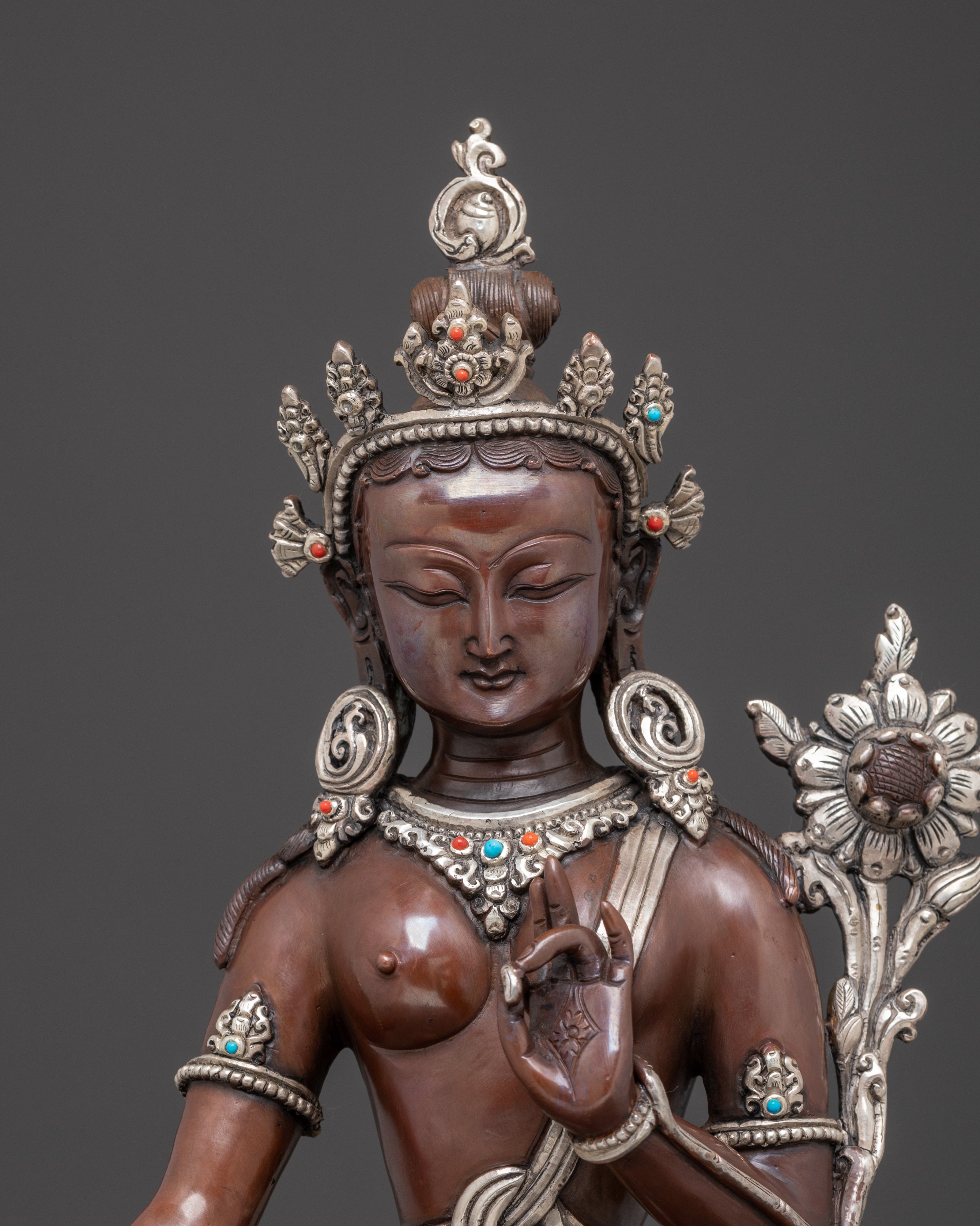 Standing Green Tara Sculpture | Traditional Tibetan Art