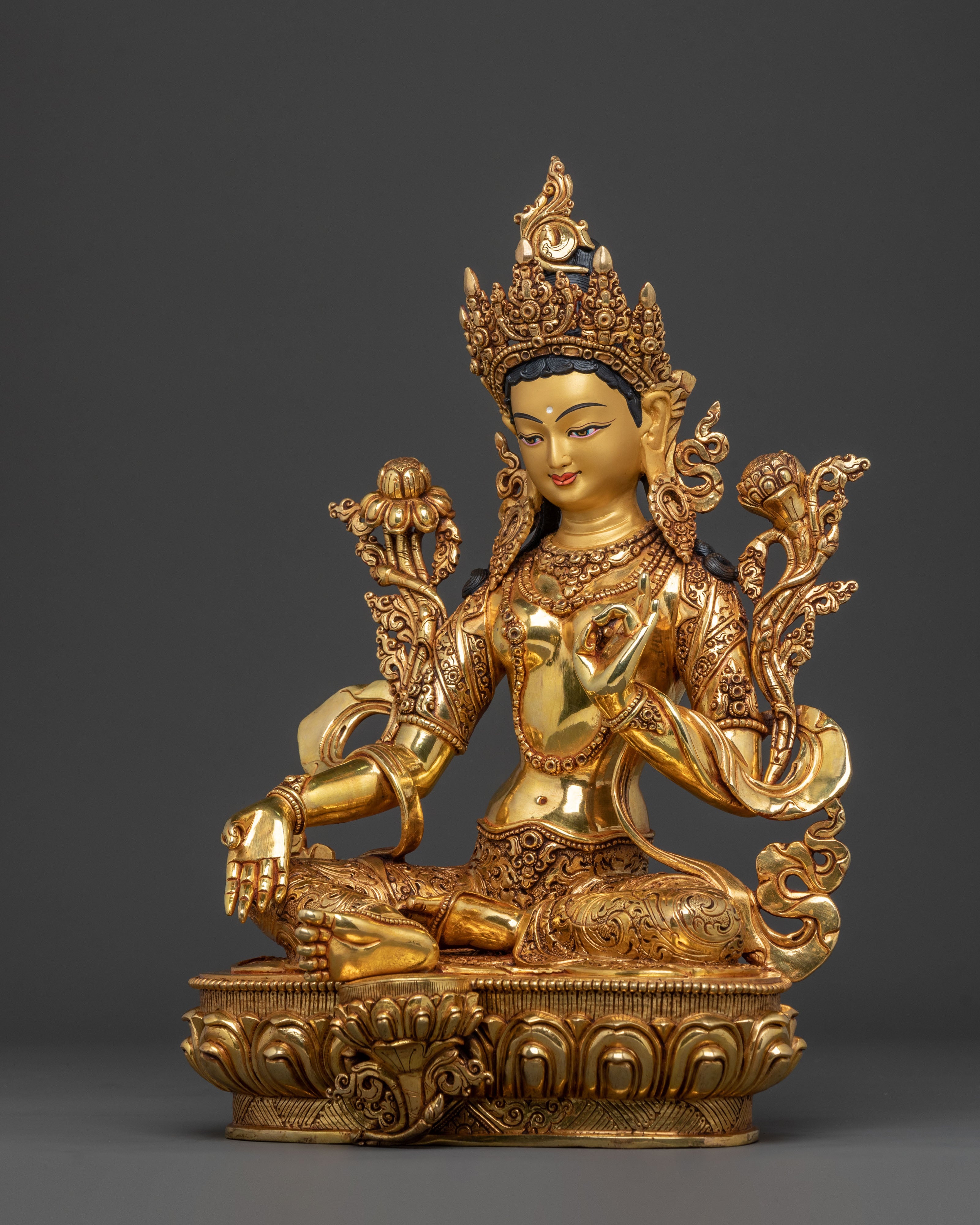 Sacred Protection Green Tara Statue: Compassionate Goddess