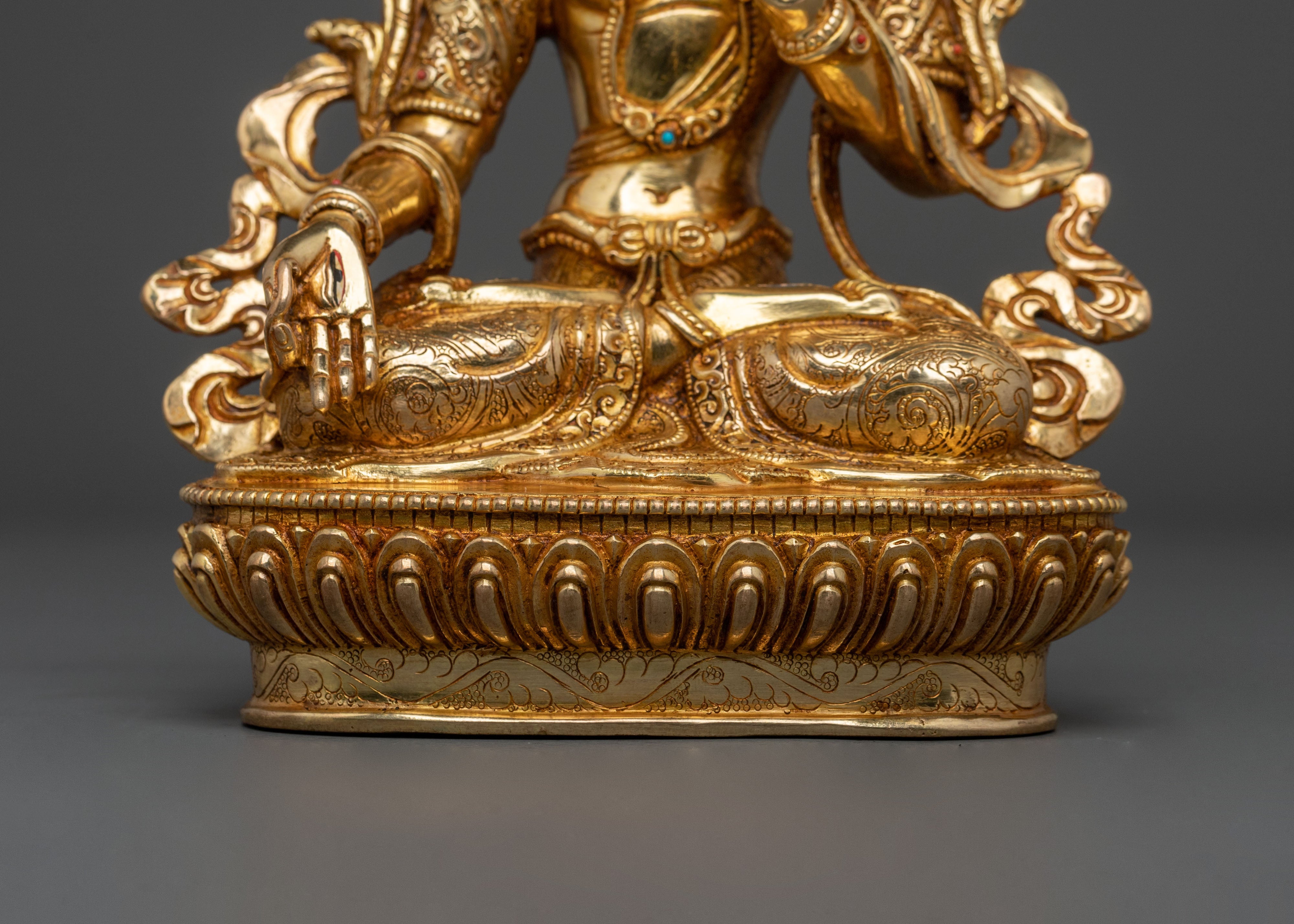 White Tara Peaceful Statue: Serene Gold-Gilded Copper