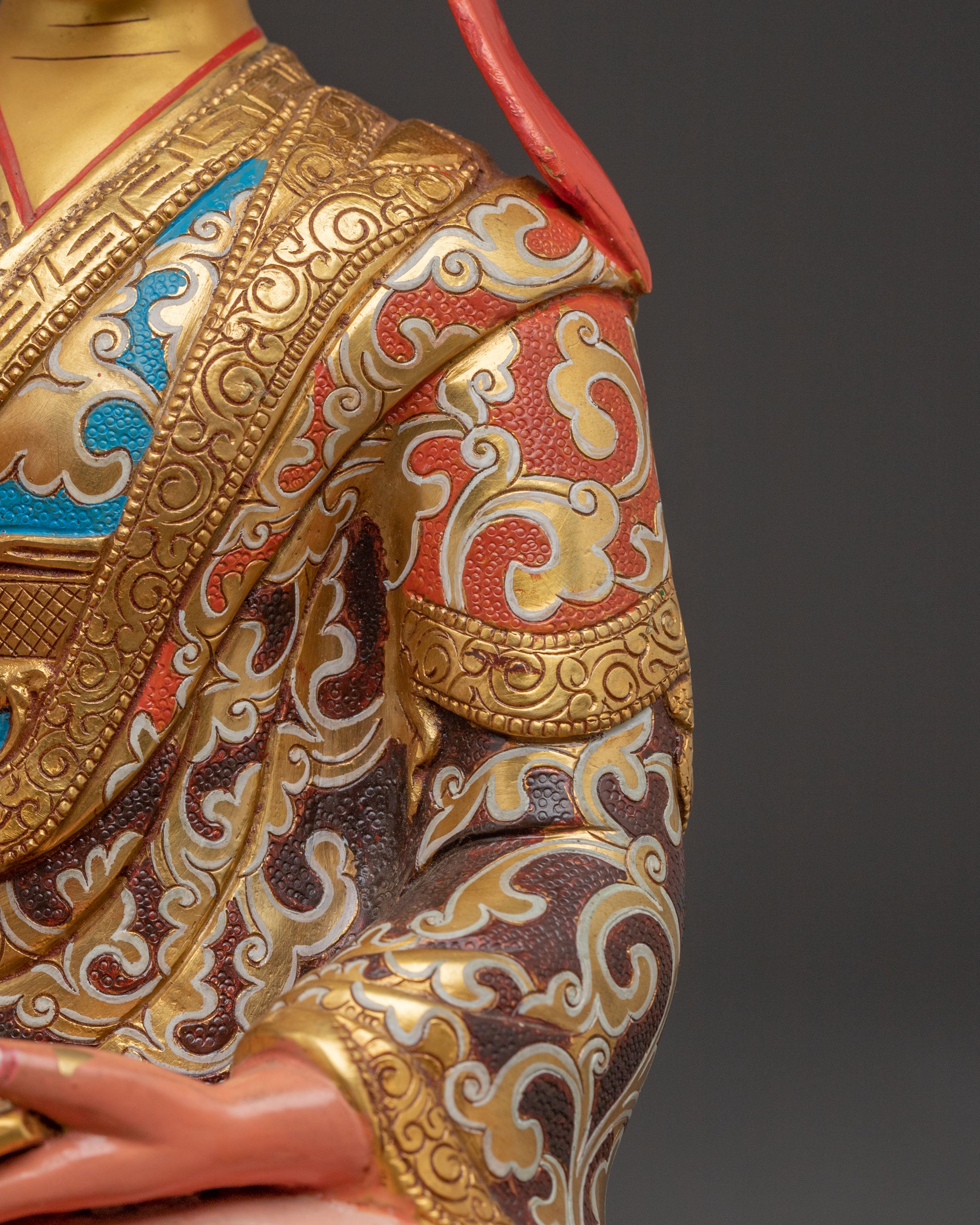 Tsongkhapa with Disciples Statue – 24K Gold Gilded Icon