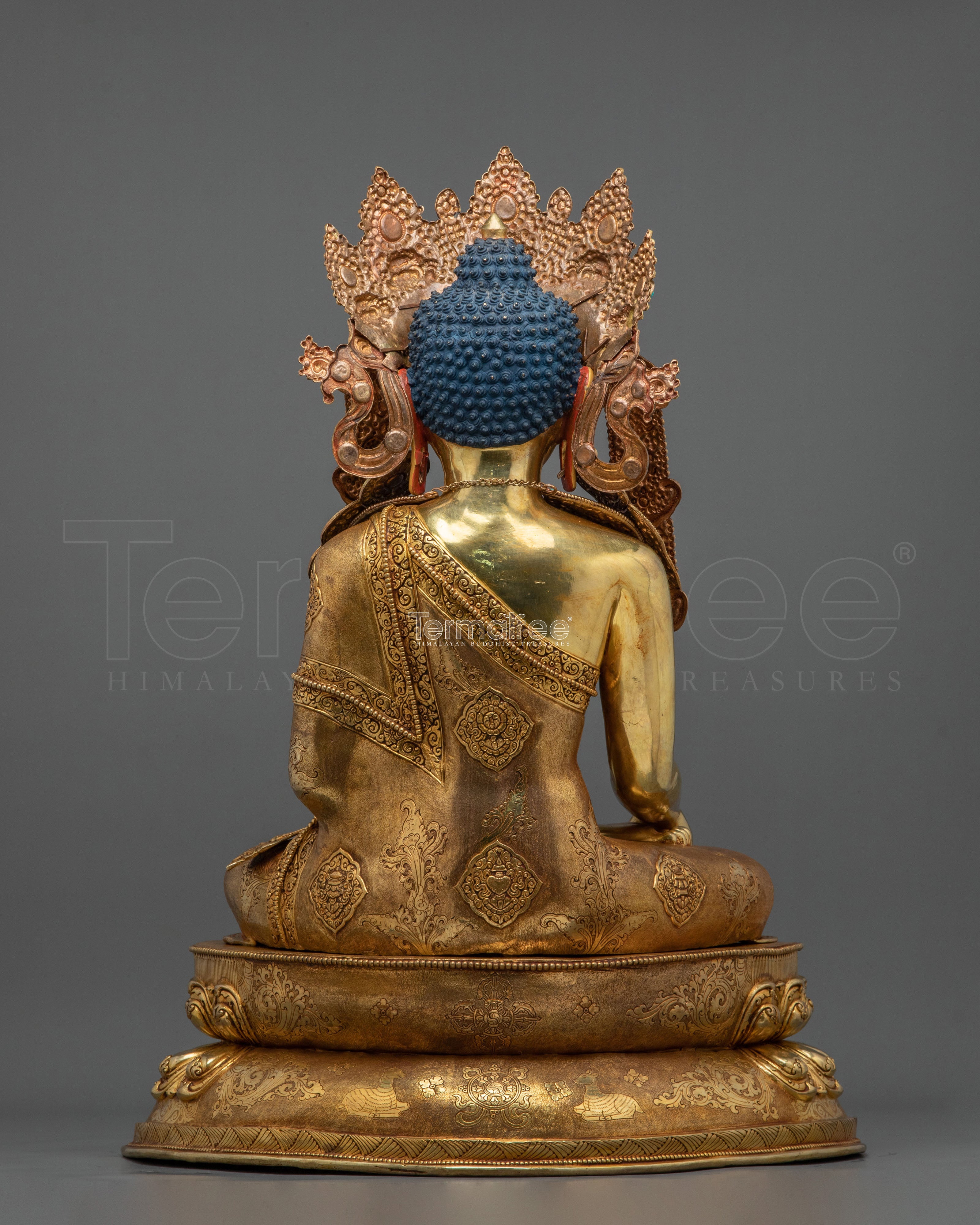 Crown Shakyamuni Buddha Statue | 24K Gold Gilded Figurine