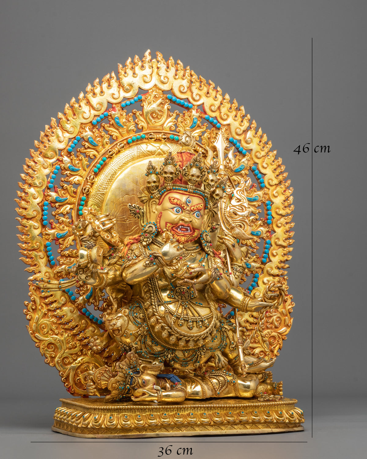 Six Armed Mahakala Copper Figurine | Tibetan Buddhist Protector